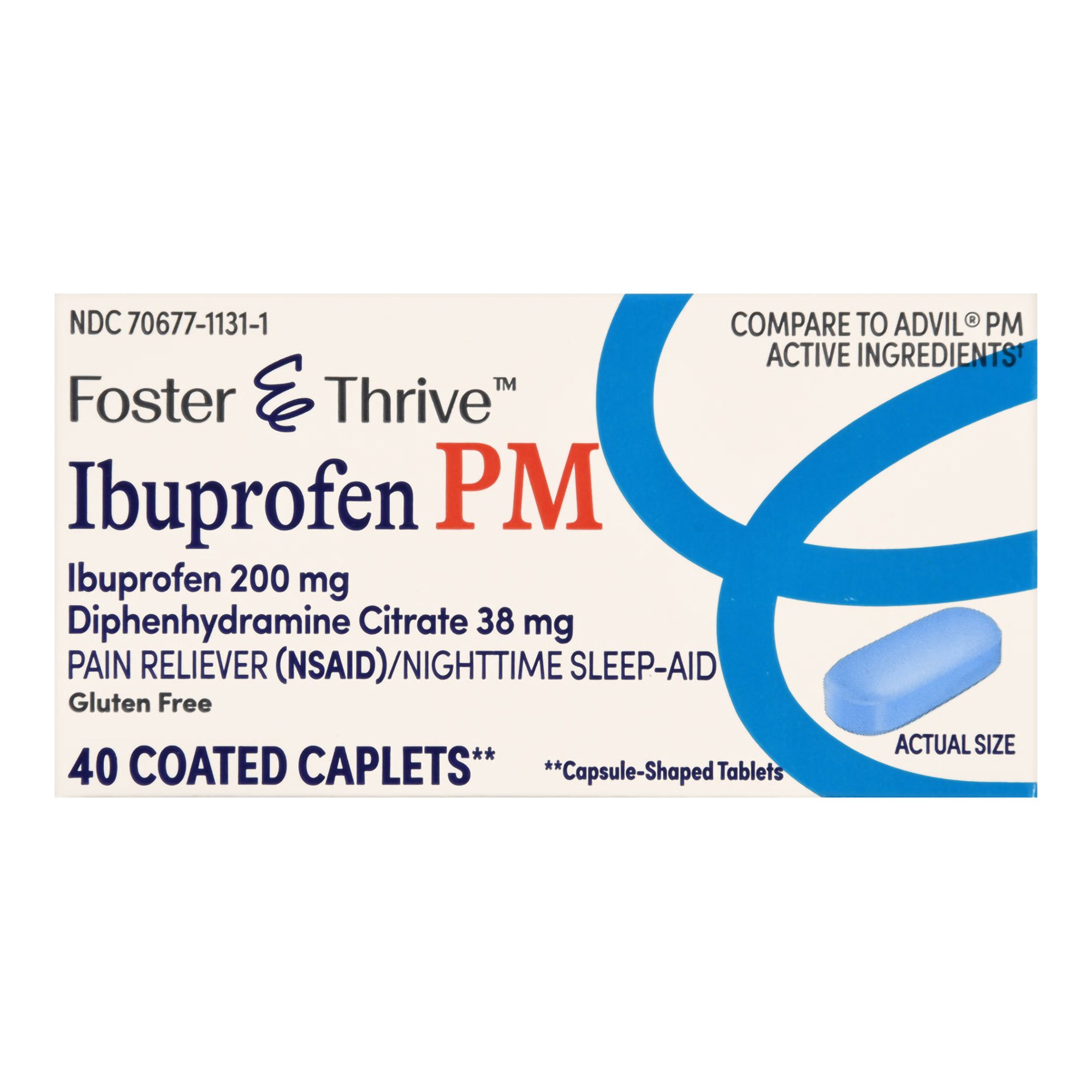 McKesson Brand 70677113101 - Foster & Thrive™ Ibuprofen PM Coated Caplets - 1/Bottle
