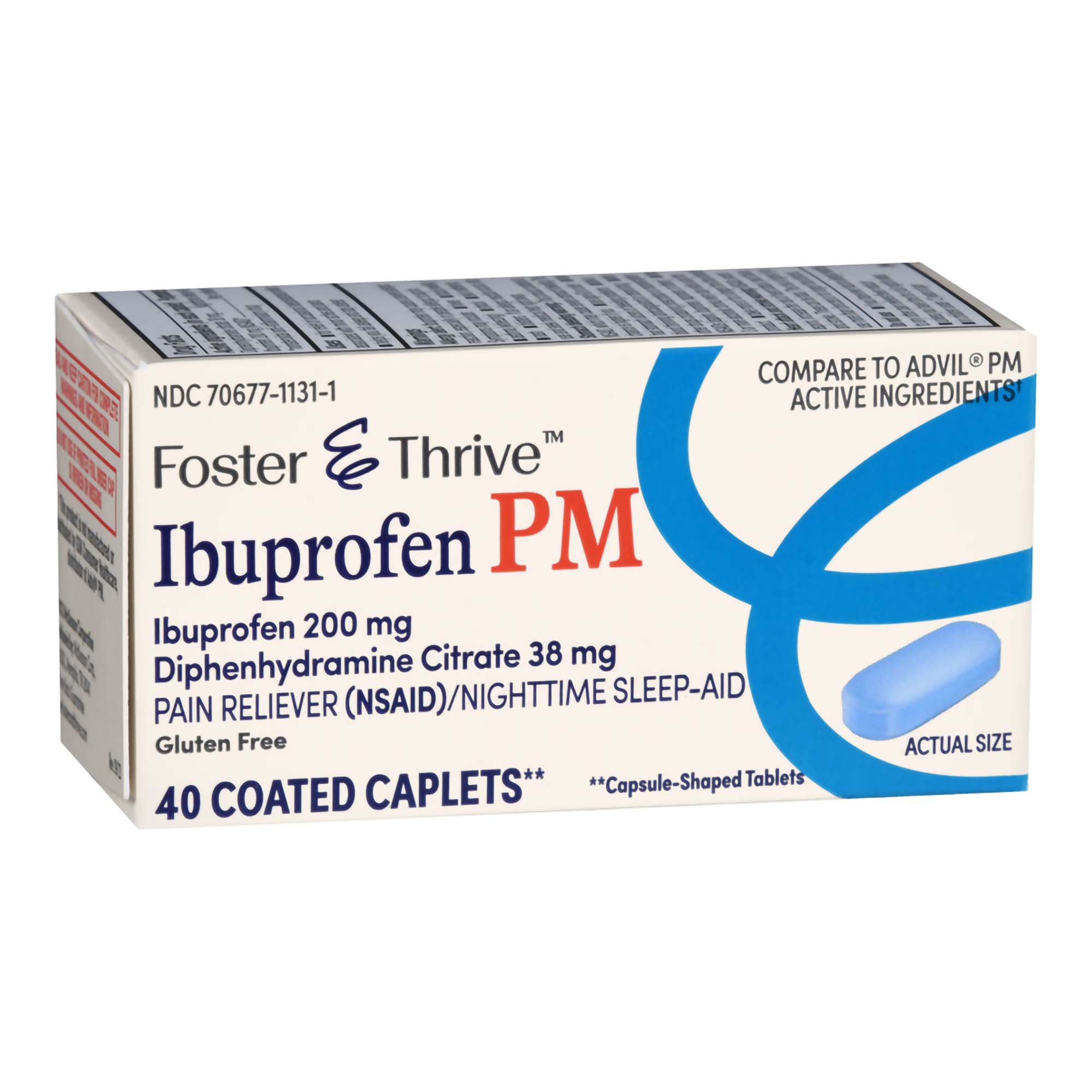 McKesson Brand 70677113101 - Foster & Thrive™ Ibuprofen PM Coated Caplets - 1/Bottle