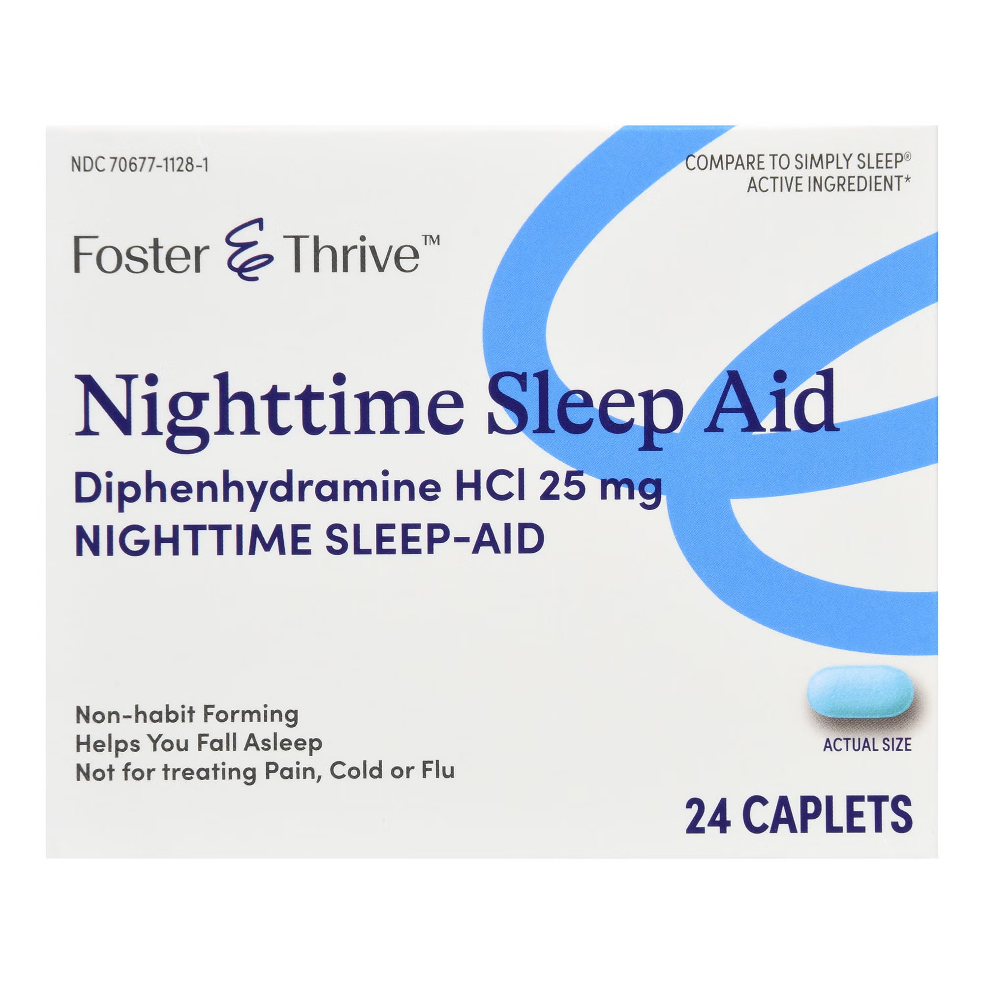 McKesson Brand - 70677112801 Foster & Thrive™ Nighttime Sleep-Aid Diphenhydramine HCl 25 mg Caplets