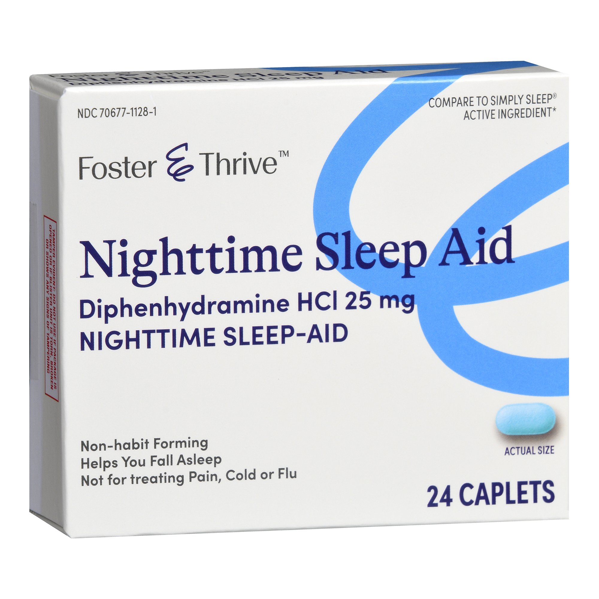 McKesson Brand 70677112801 - Foster & Thrive™ Nighttime Sleep-Aid Diphenhydramine HCl 25 mg Caplets - 1/Box