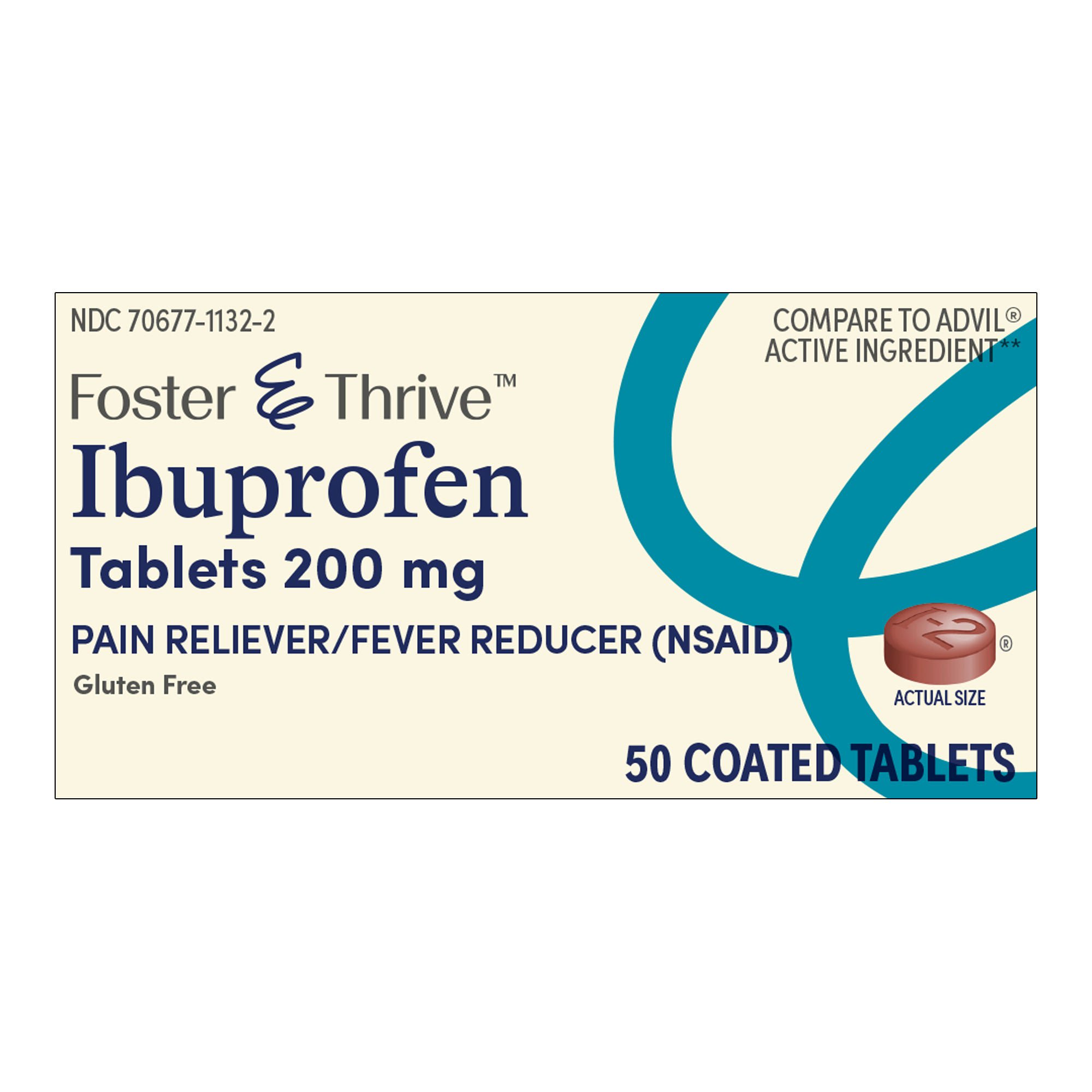 McKesson Brand - 70677113202 Foster & Thrive™ Ibuprofen 200 mg Coated Tablets