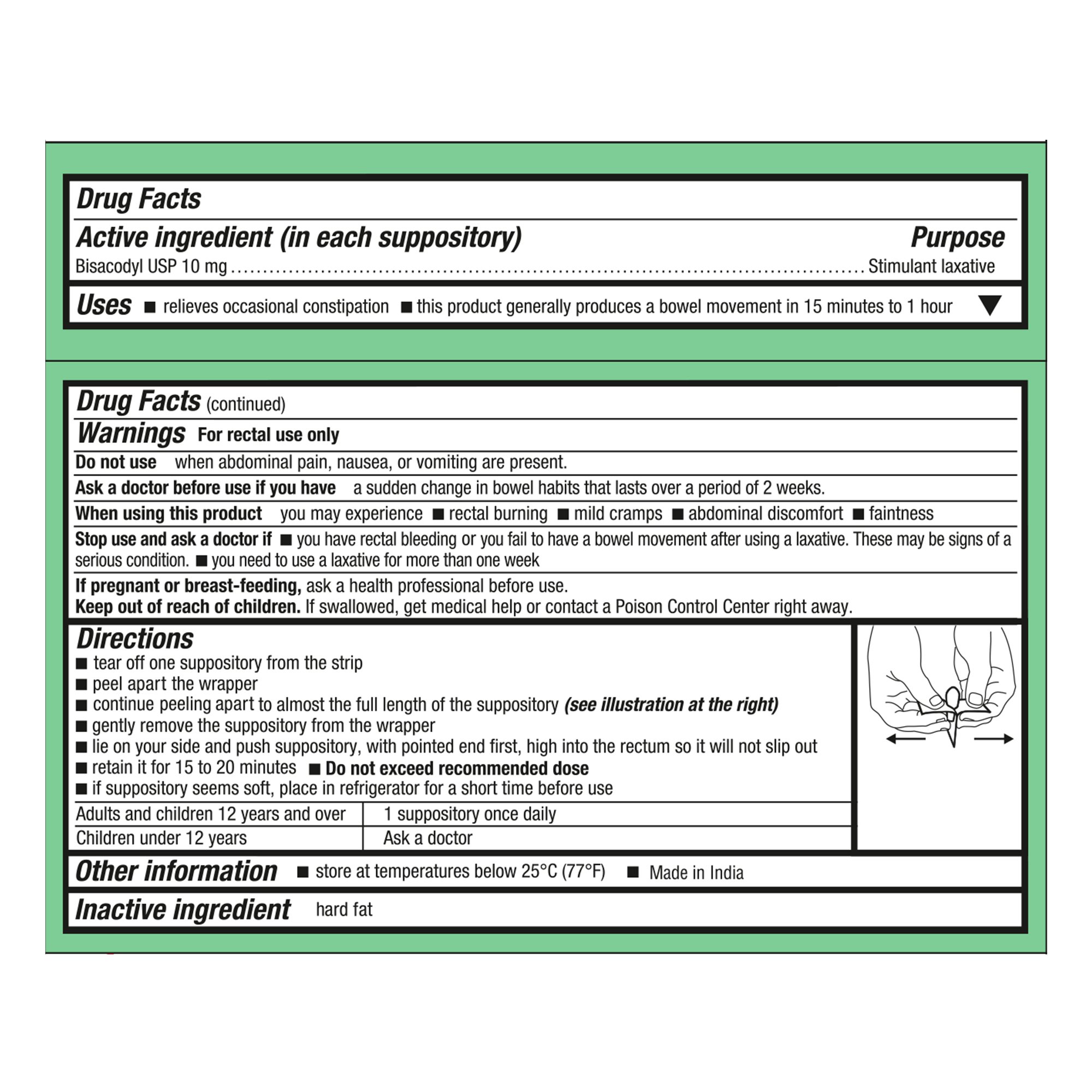 Geri-Care 444-12-HST - Health*Star Bisacodyl Laxative Suppository - 12/Box, 72/Case