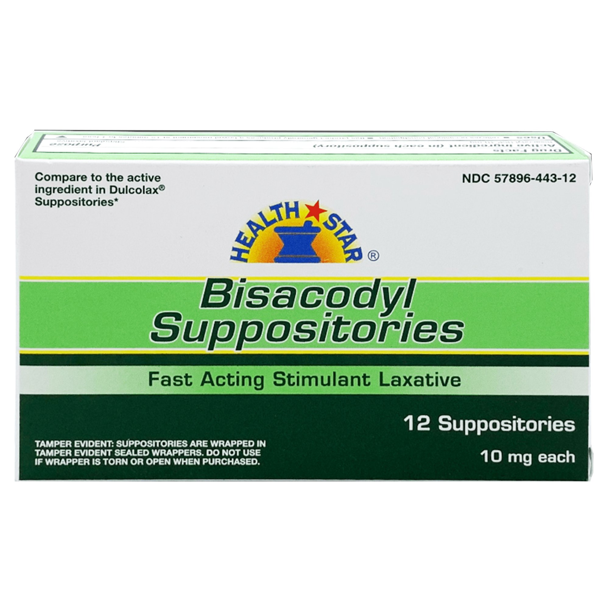 Geri-Care 444-12-HST - Health*Star Bisacodyl Laxative Suppository - 12/Box, 72/Case
