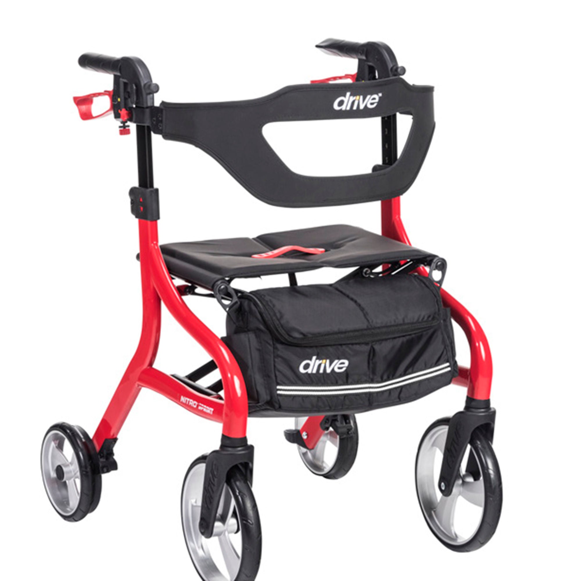 Drive DeVilbiss Healthcare - 102662RD 4 Wheel Rollator drive™ Nitro Sprint Red Folding Aluminum Frame