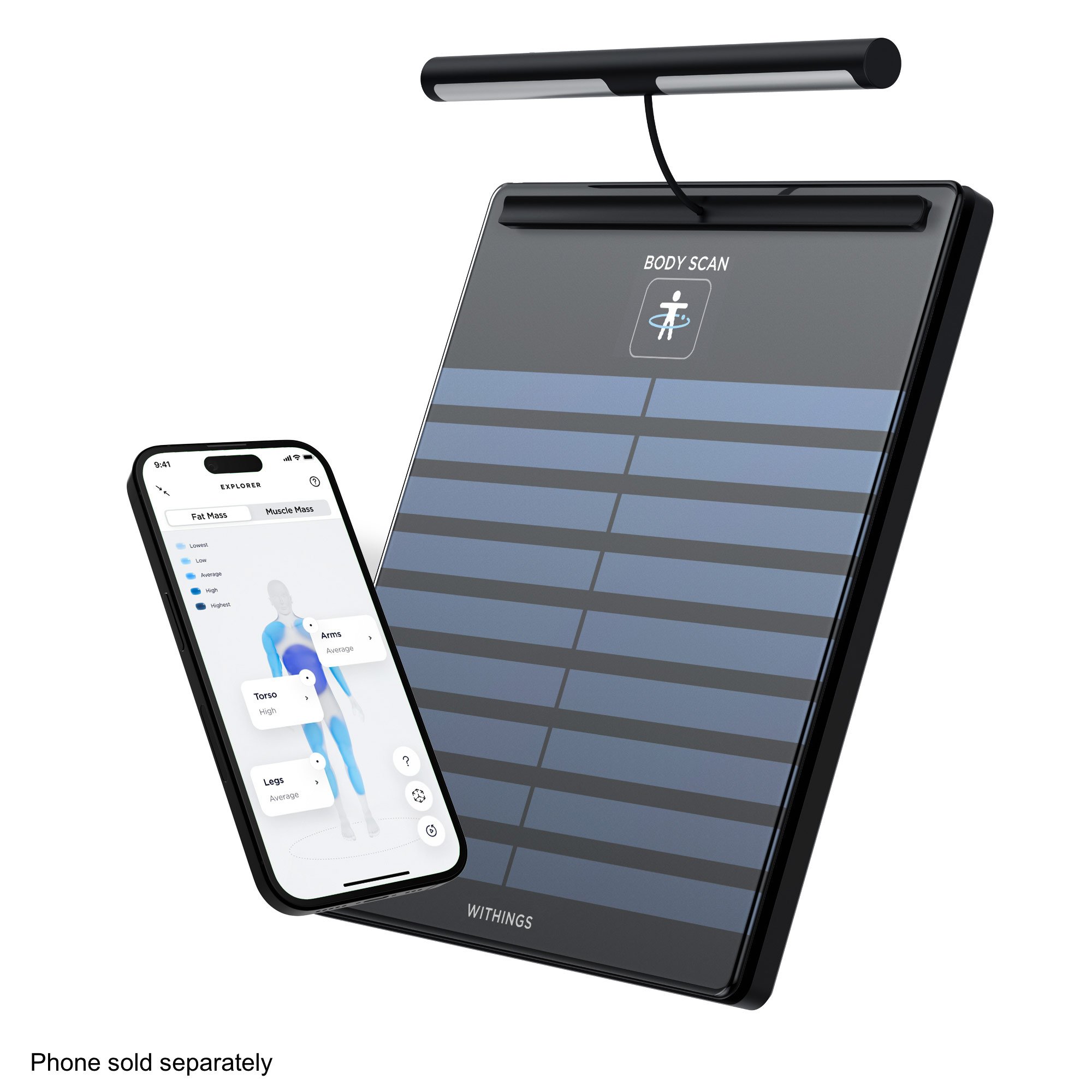 Withings Inc WBS08-BLACK-ALL-INTER - Withings Body Scan Wifi Smart Scale, Black - 1/Each