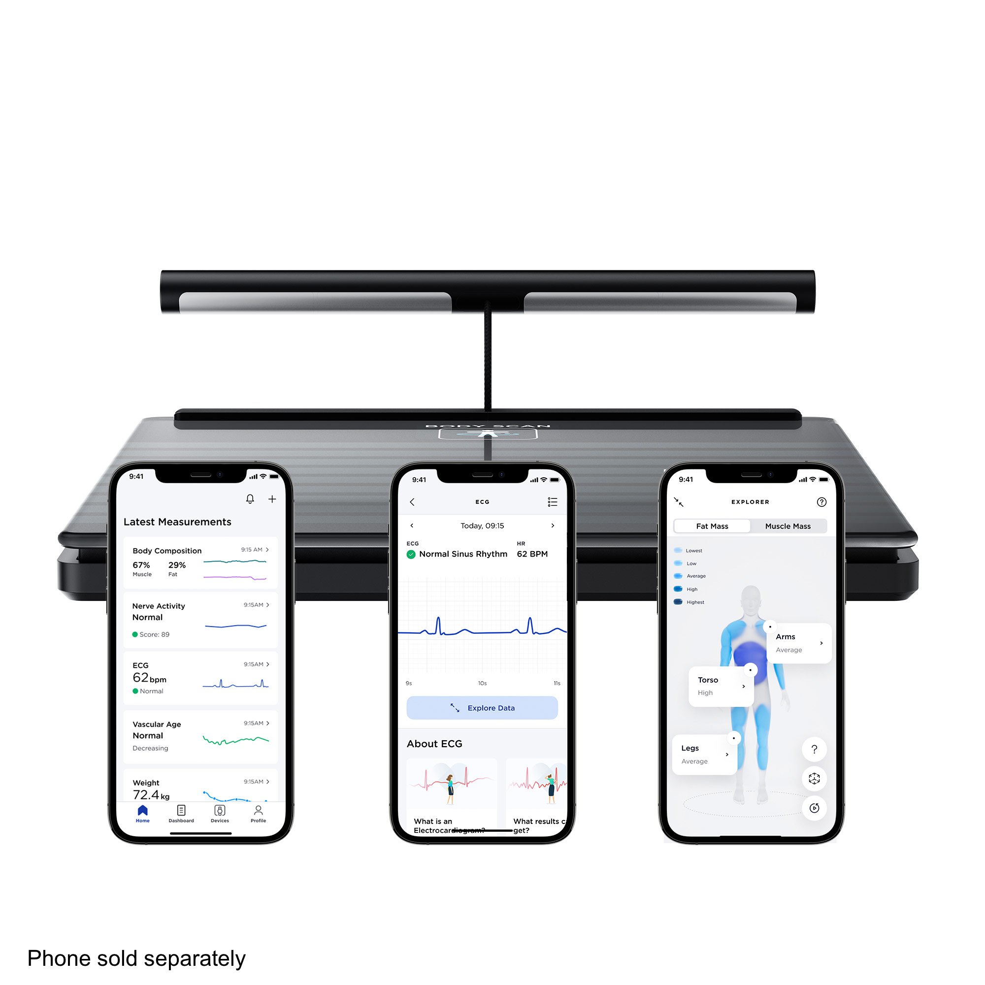 Withings Inc WBS08-BLACK-ALL-INTER - Withings Body Scan Wifi Smart Scale, Black - 1/Each