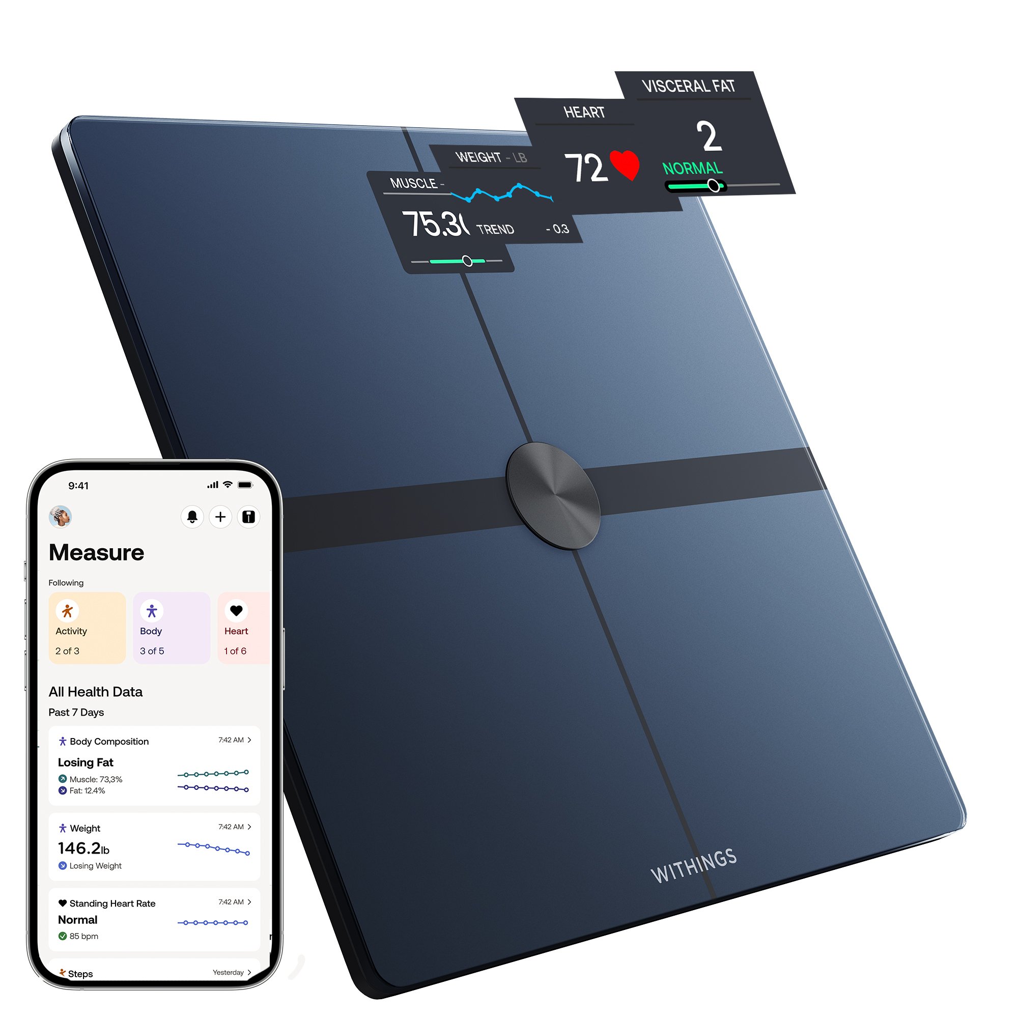 Withings Inc WBS13-BLACK-ALL-INTER - Withings Body Smart Wi-Fi Smart Scale, Black - 1/Each