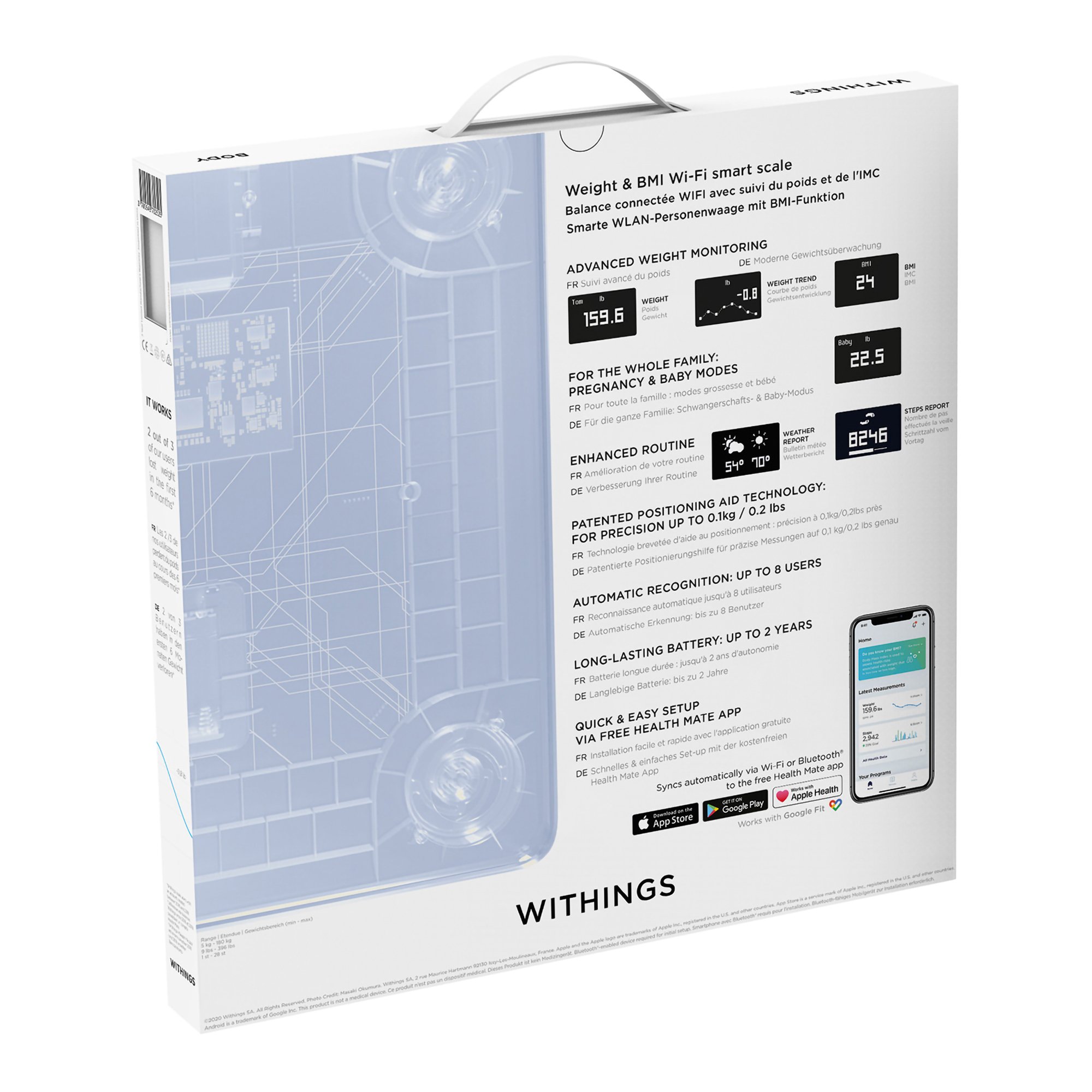 Withings Inc WBS13-BLACK-ALL-INTER - Withings Body Smart Wi-Fi Smart Scale, Black - 1/Each