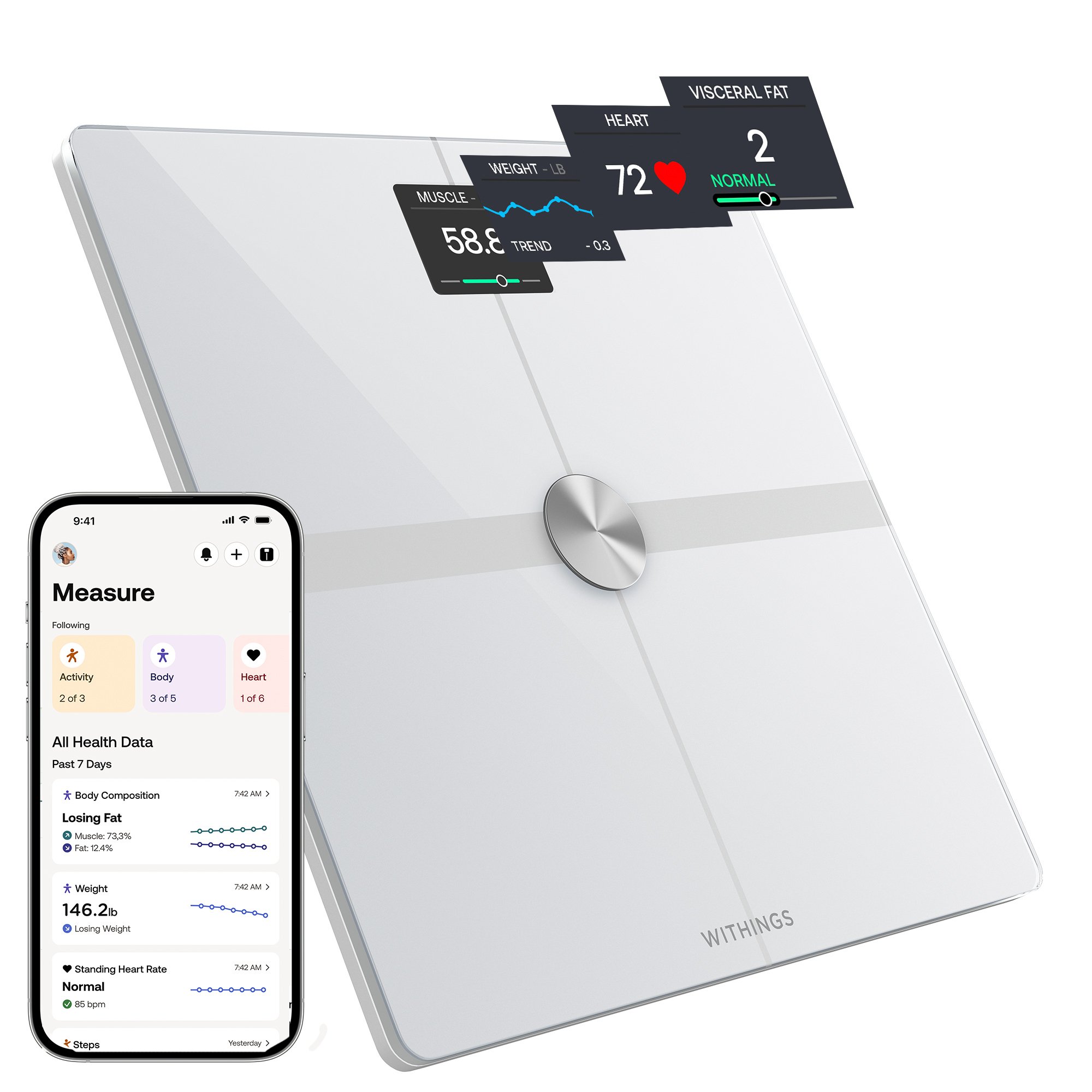 Withings Inc WBS13-WHITE-ALL-INTER - Withings Body Smart Wi-Fi Smart Scale, White - 1/Each