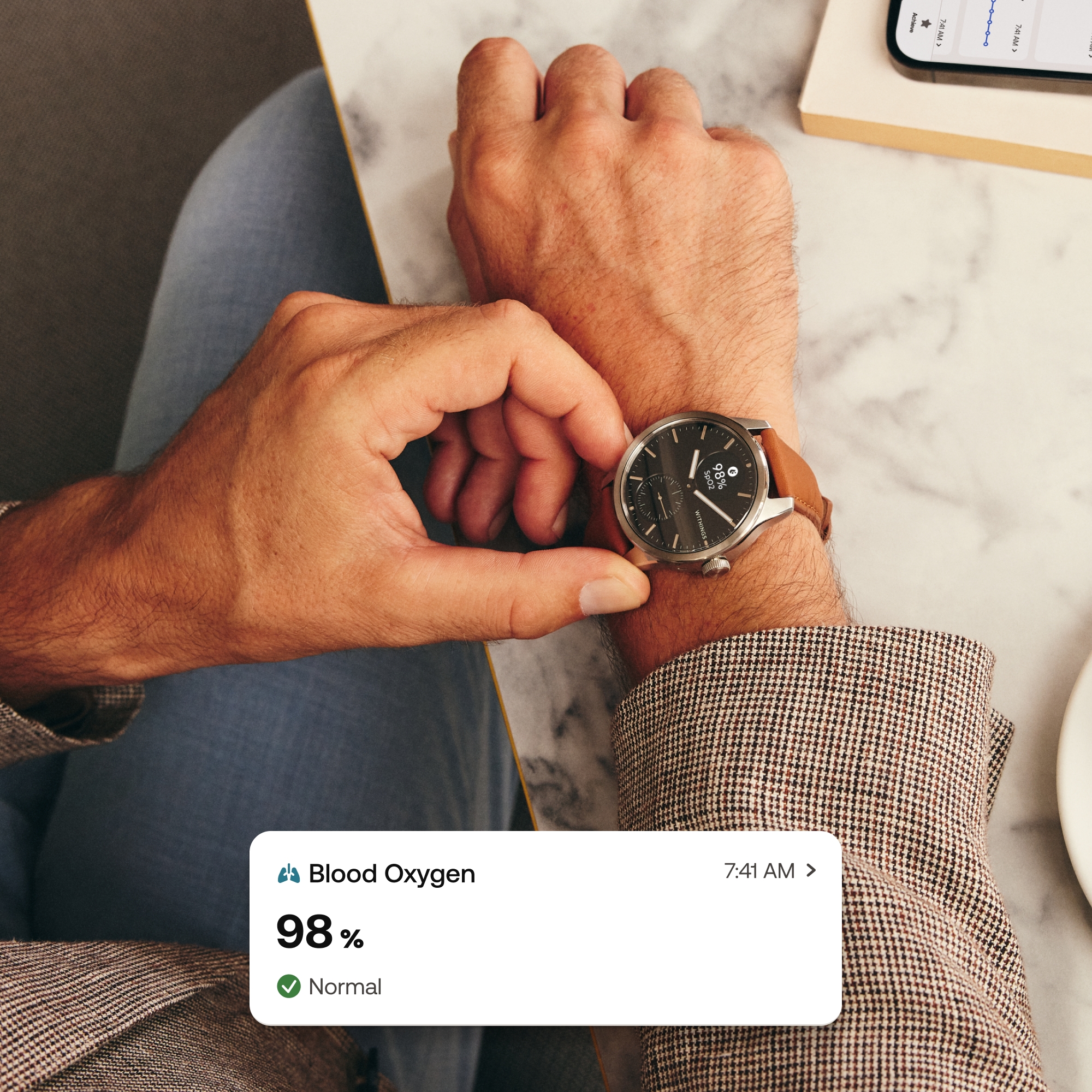 Withings Inc HWA10-MODEL 4-ALL-INT - Withings ScanWatch 2 Smart Watch, 42mm, Black - 1/Each