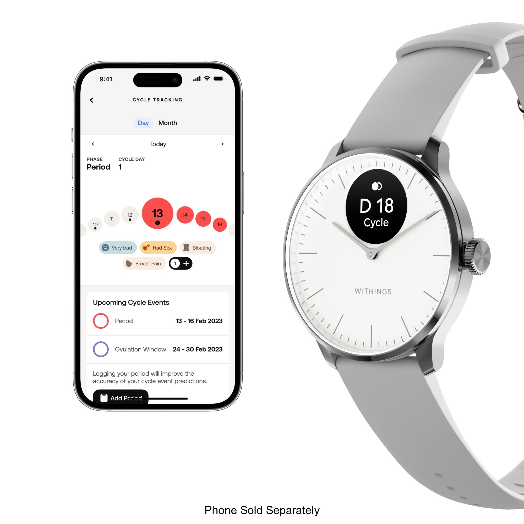 Withings Inc HWA11-MODEL 3-ALL-INT - Withings ScanWatch Light Smart Watch, 37mm, White - 1/Each