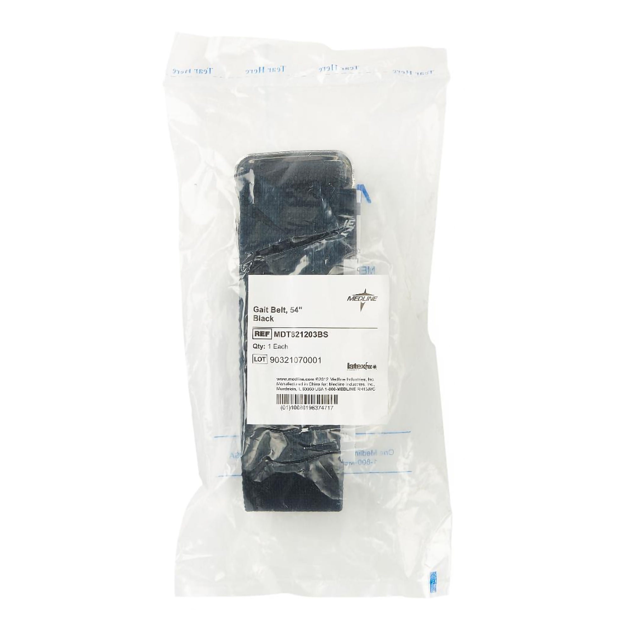 Medline - MDT821203BS Gait Belt 54 Inch Length Black Cotton