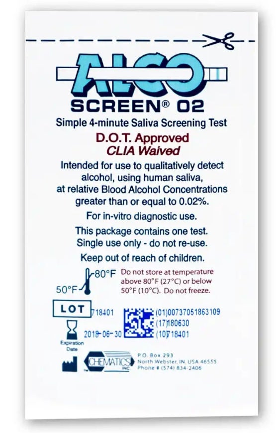 Confirm Biosciences - AL-ORAL-ALCOSCREEN Drugs of Abuse Test Kit Alco-Screen 02® Alcohol Screen 24 Tests CLIA Waived