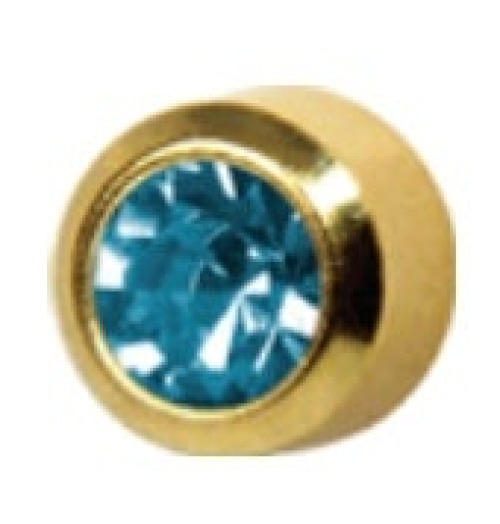 Medisystem - 2042P Ear Piercing Stud MediStuds® Gold Plated Blue / Gold March Birthstone Bezel Mount