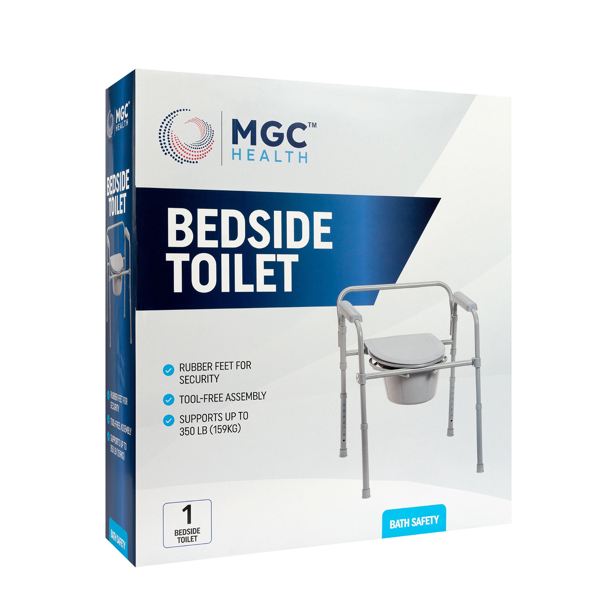 Medical Group Care LLC - IT000095 3-in-1 Commode Chair MGC™ Health Padded Fixed Arms Back Bar 350 lbs. Weight Capacity