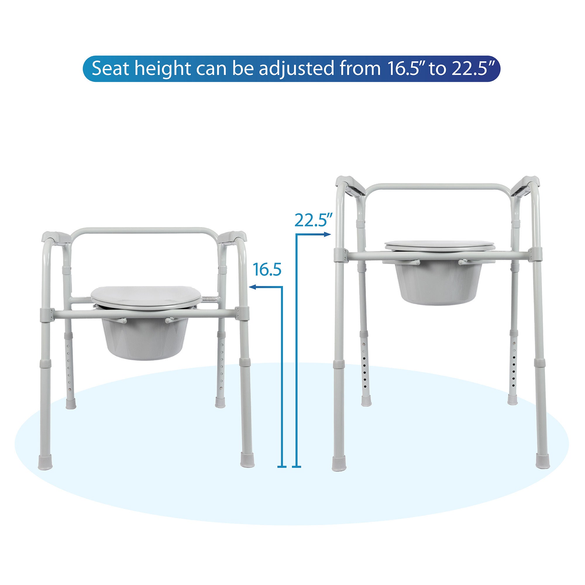 Medical Group Care LLC - IT000095 3-in-1 Commode Chair MGC™ Health Padded Fixed Arms Back Bar 350 lbs. Weight Capacity