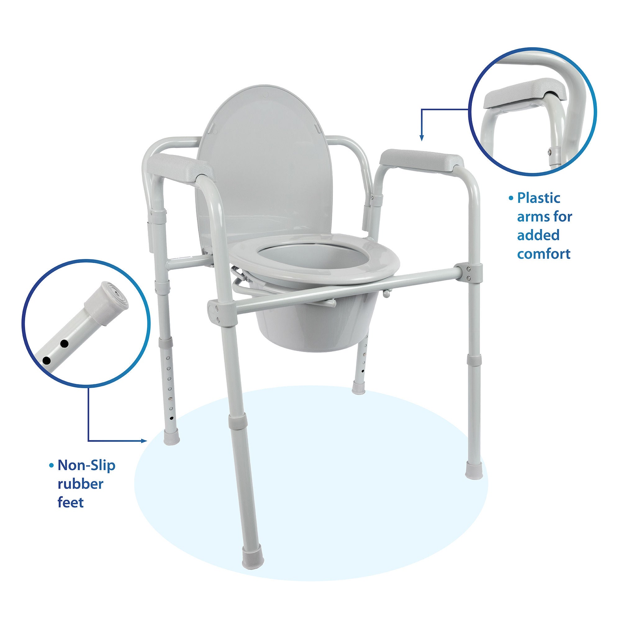 Medical Group Care LLC - IT000095 3-in-1 Commode Chair MGC™ Health Padded Fixed Arms Back Bar 350 lbs. Weight Capacity