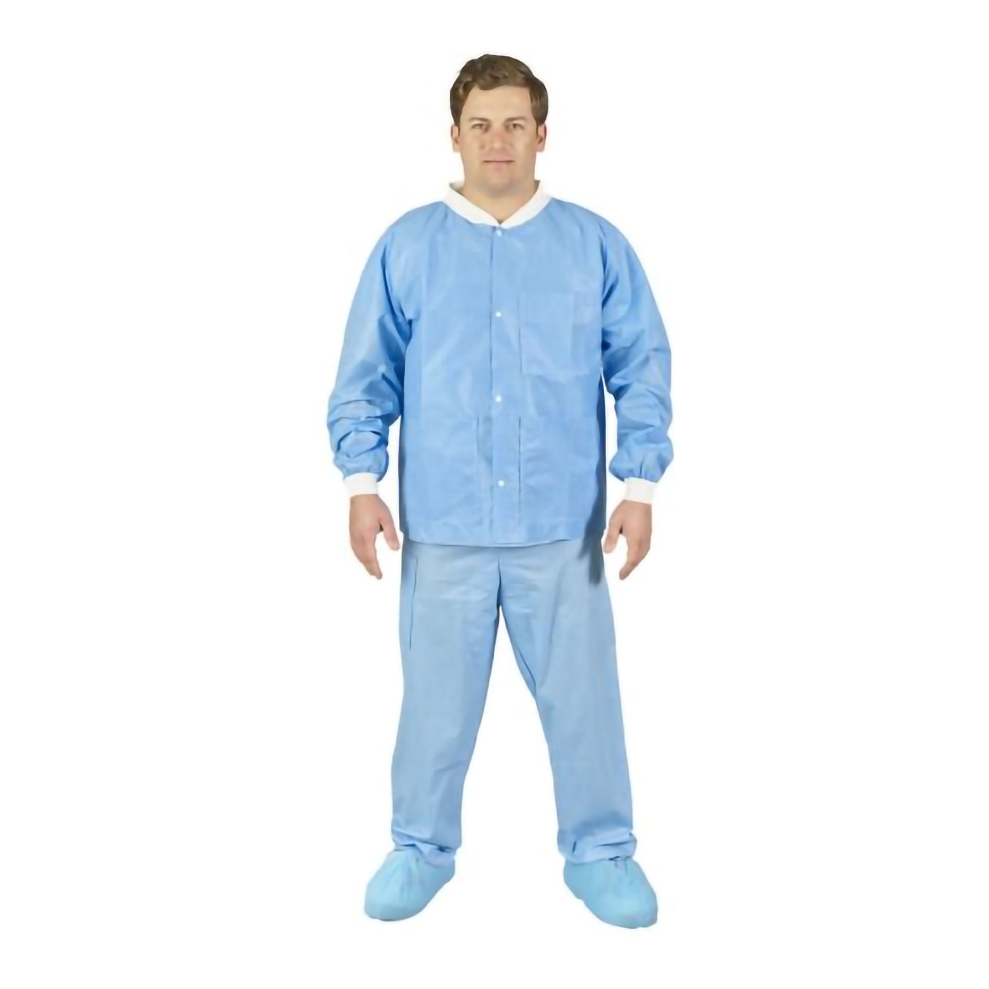 O&M Halyard Inc - 10336 Lab Jacket Halyard Blue Large Hip Length 3-Layer SMS Disposable