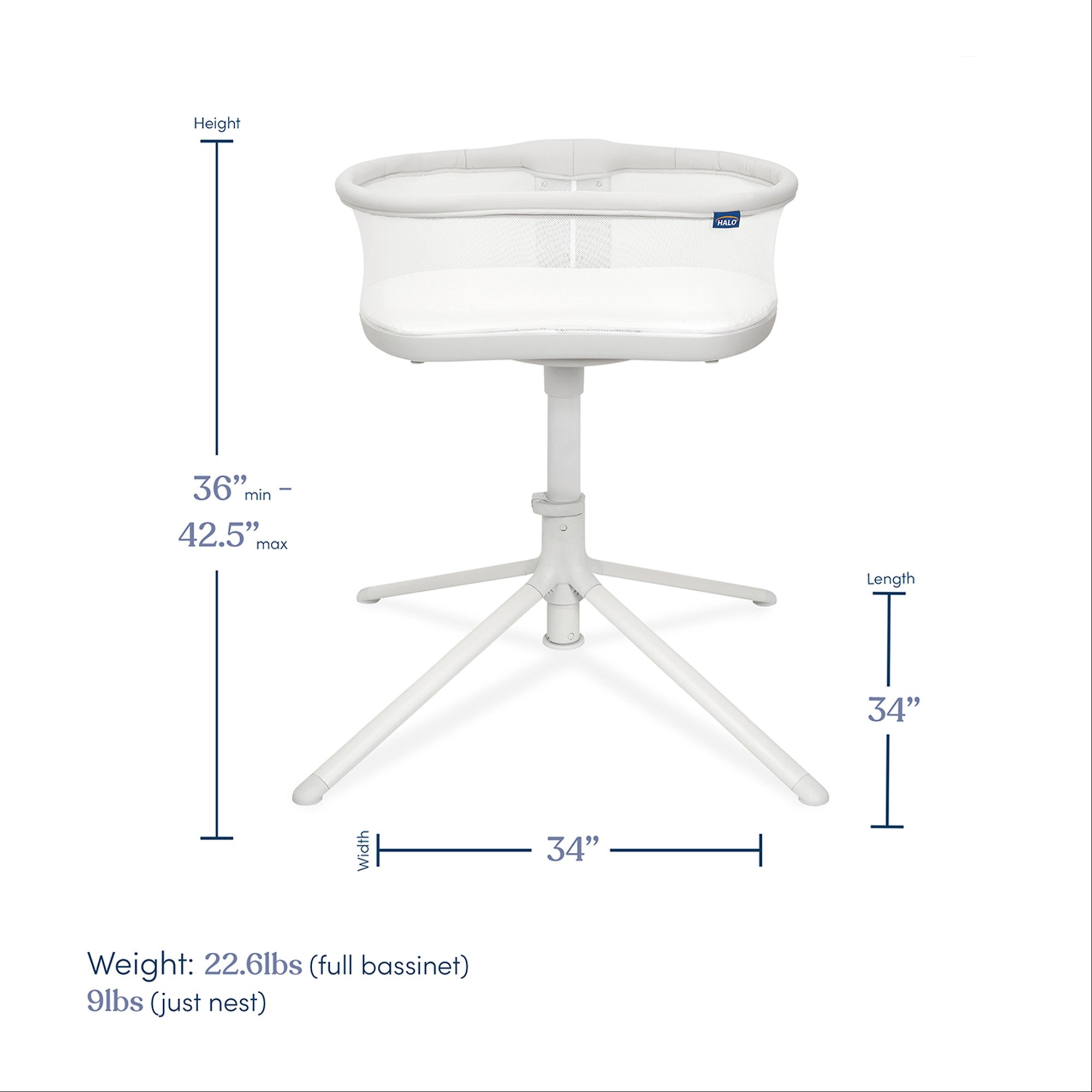 Halo Dream Inc 4792 - BassiNest® Swivel Sleeper 3.0 Bassinet, 13 x 22.25 x 32.25 Inch - 1/Each