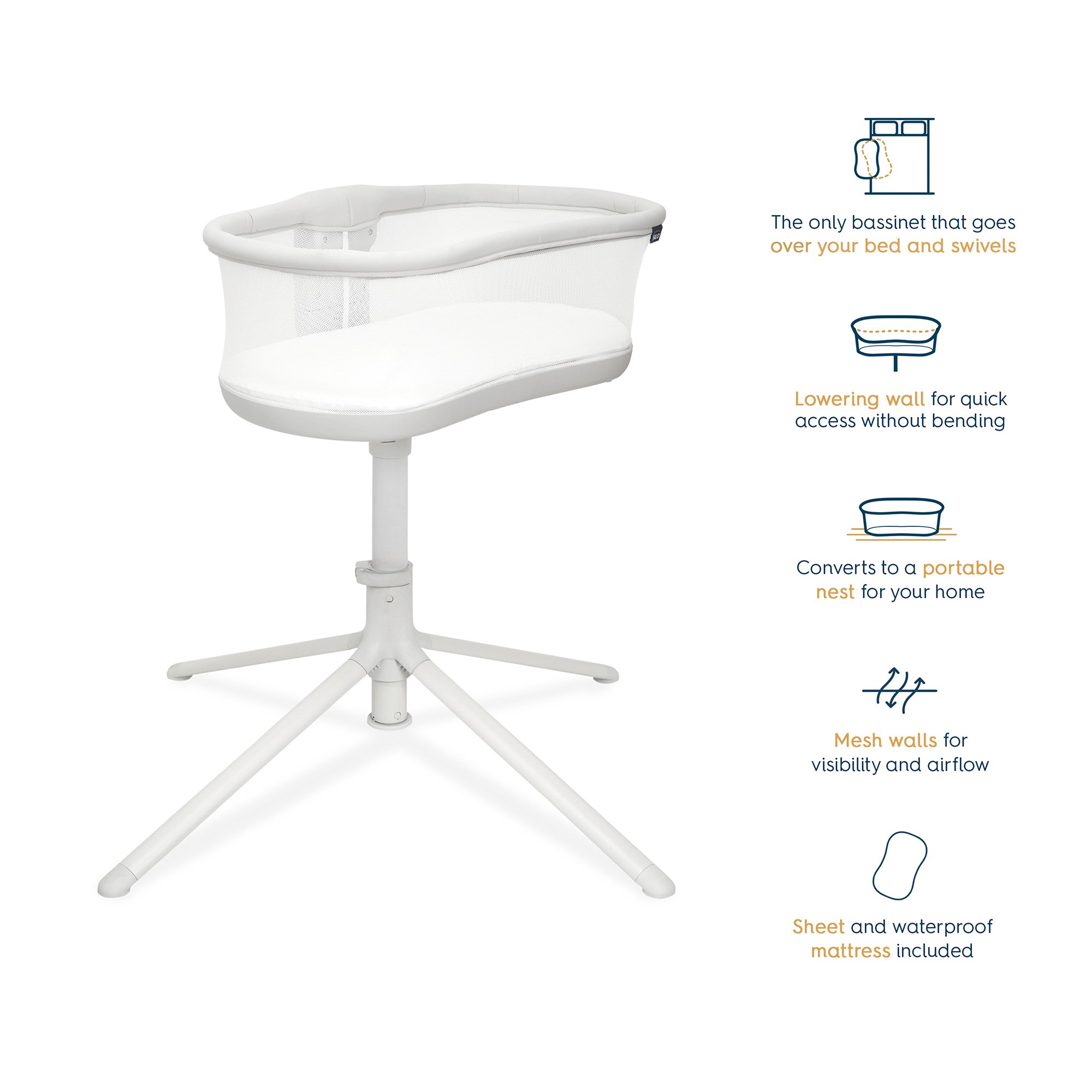 Halo Dream Inc 4792 - BassiNest® Swivel Sleeper 3.0 Bassinet, 13 x 22.25 x 32.25 Inch - 1/Each