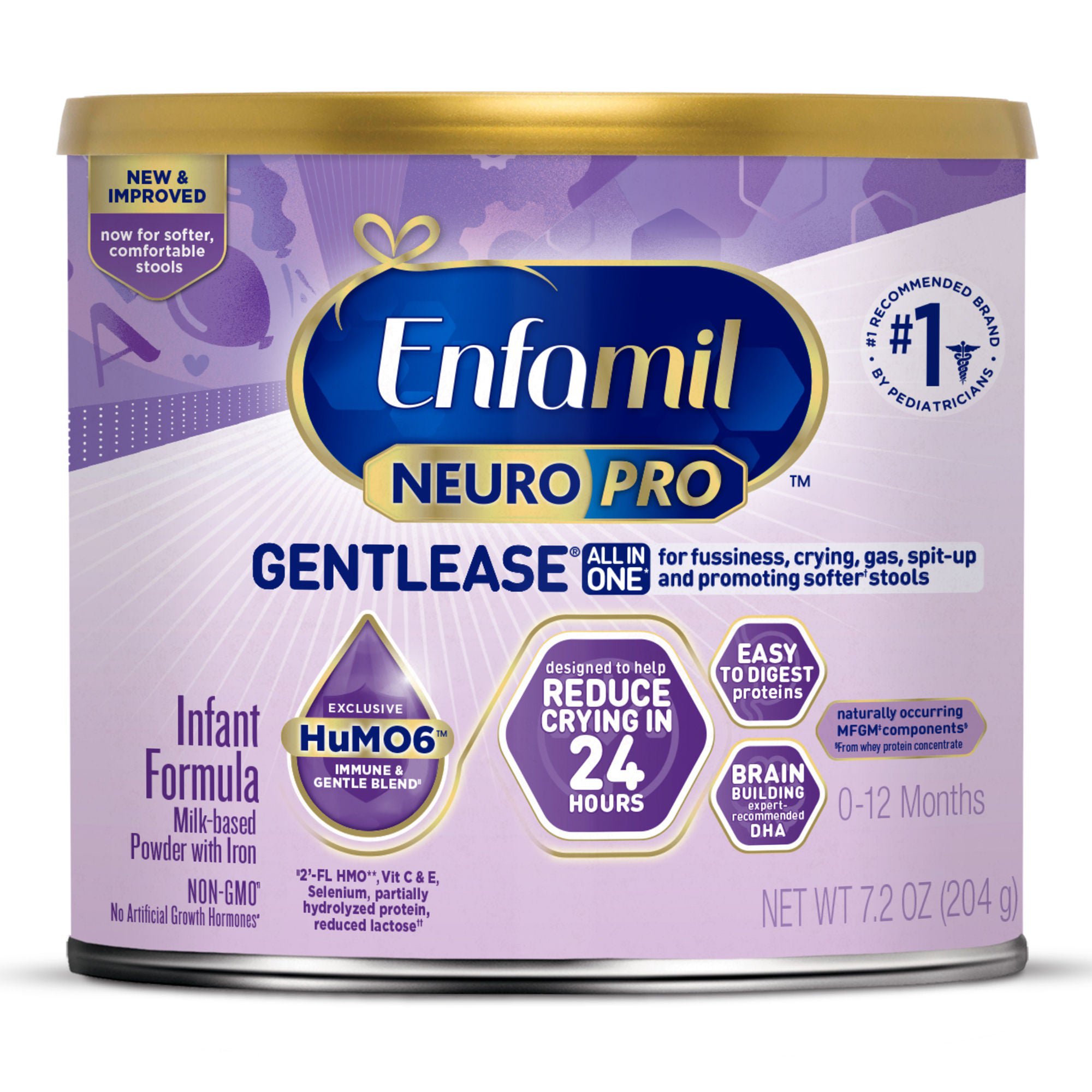 Mead Johnson - 133039 Infant Formula Enfamil NeuroPro™ Gentlease® Unflavored 7.2 oz. Can Powder Milk-Based Crying / Spitup