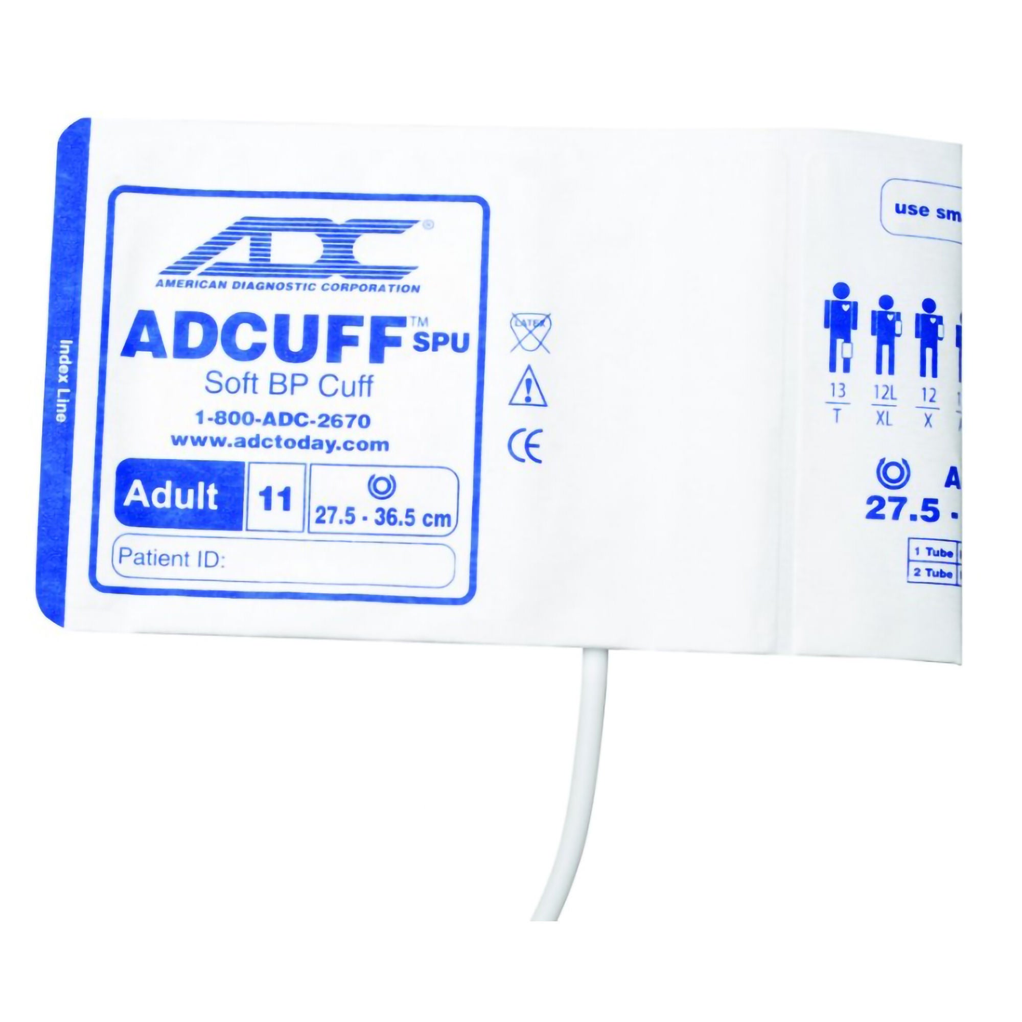 American Diagnostic Corp - 8450-12X-1 Single Patient Use Blood Pressure Cuff Adcuff™ SPU 35.5 to 46 cm Arm Soft Fabric Cuff Large Adult Cuff