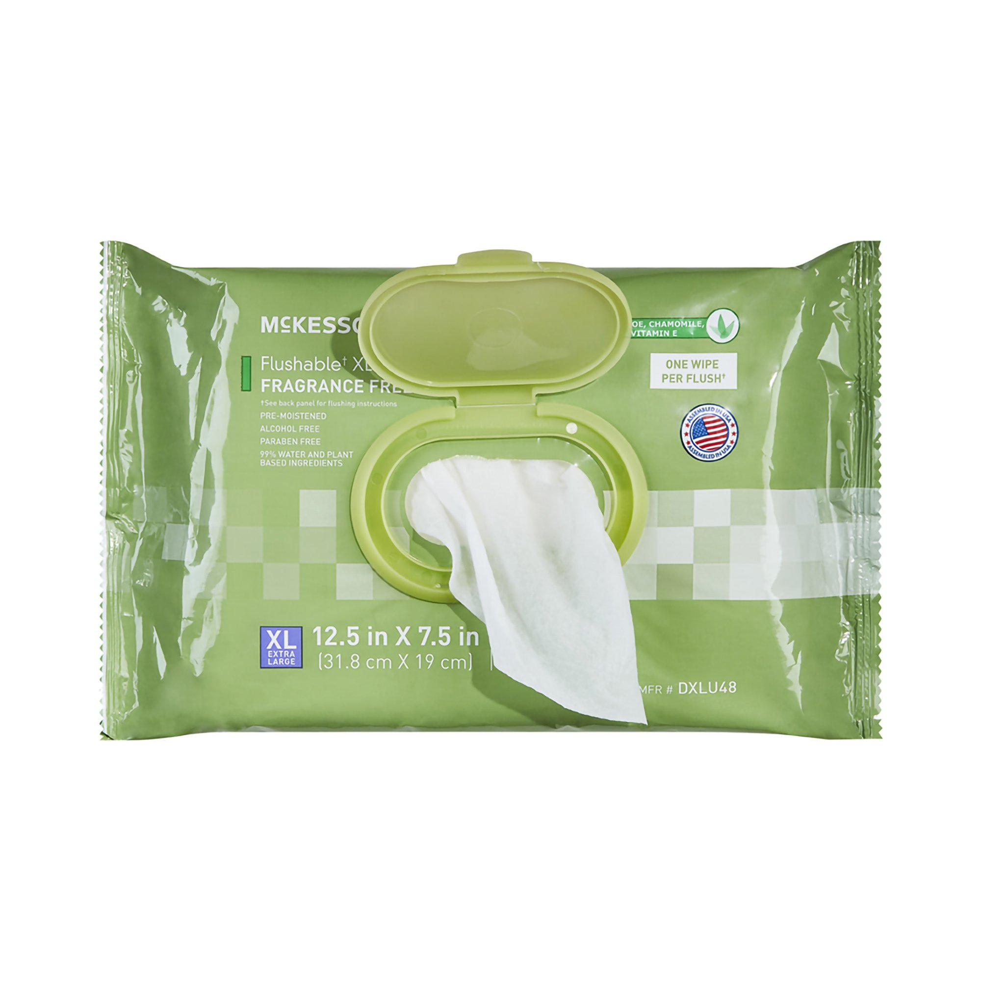 McKesson Brand DXLU48 - McKesson Flushable* Wet Wipes XL - Unscented, 48 Wipes per Pack - 48/Pack, 576/Case