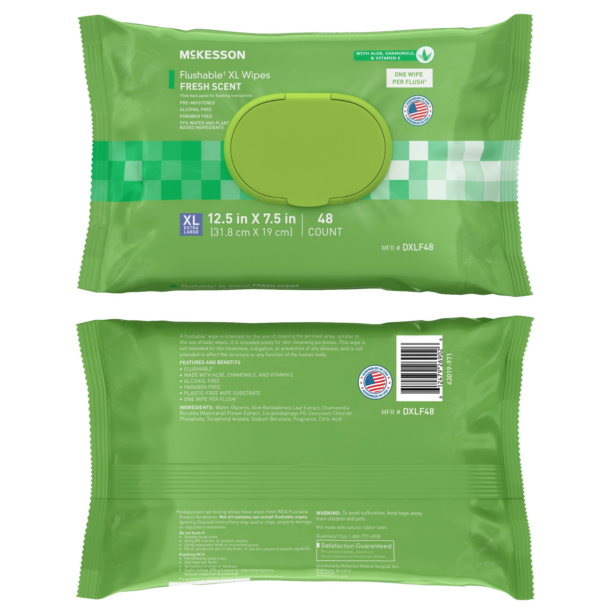 McKesson Brand DXLF48 - McKesson Flushable* Wet Wipes XL - Scented, 48 Wet Wipes per Pack - 48/Pack, 576/Case
