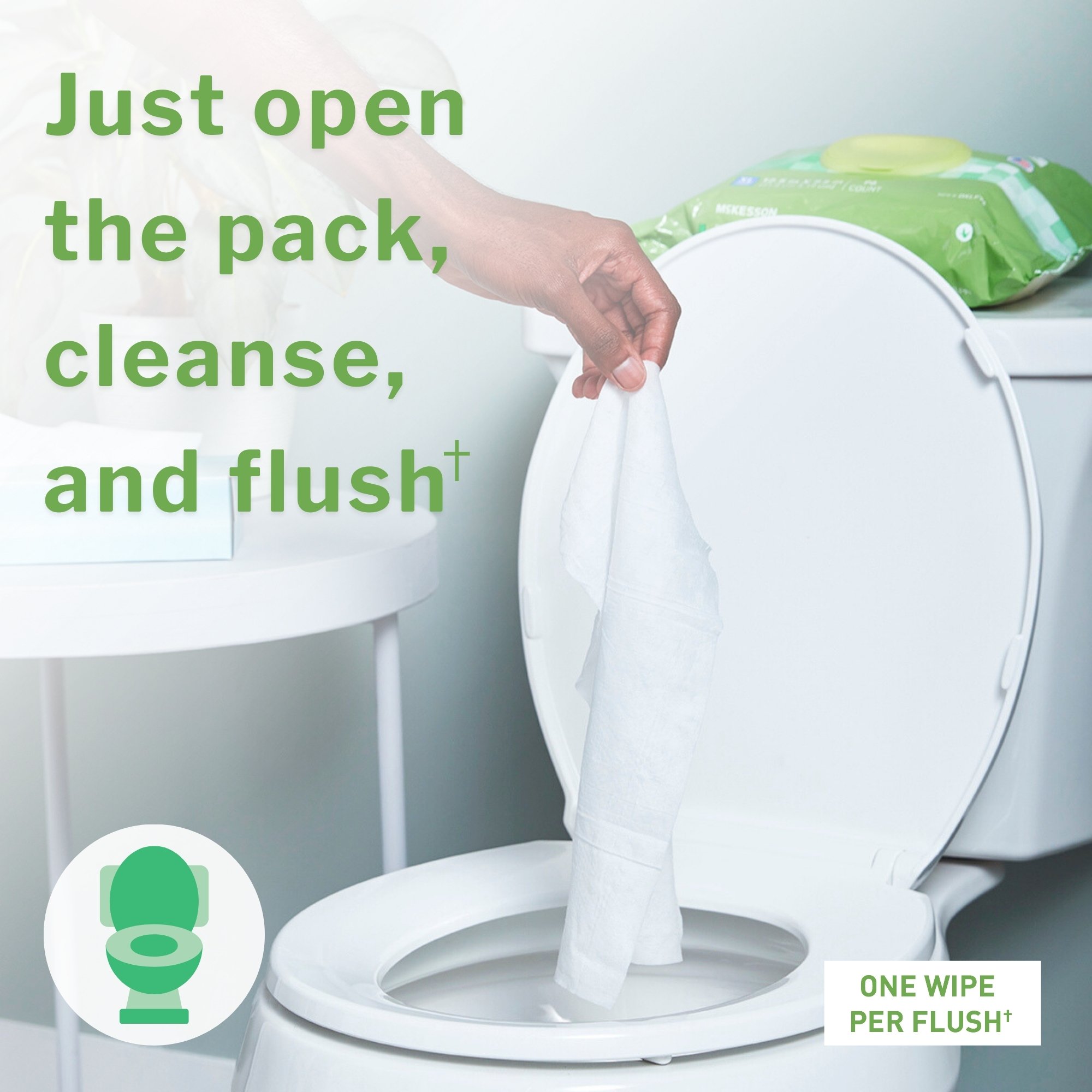 McKesson Brand DXLU96 - McKesson Flushable* Wet Wipes XL - Unscented, 96 Wet Wipes per Pack - 96/Pack, 576/Case