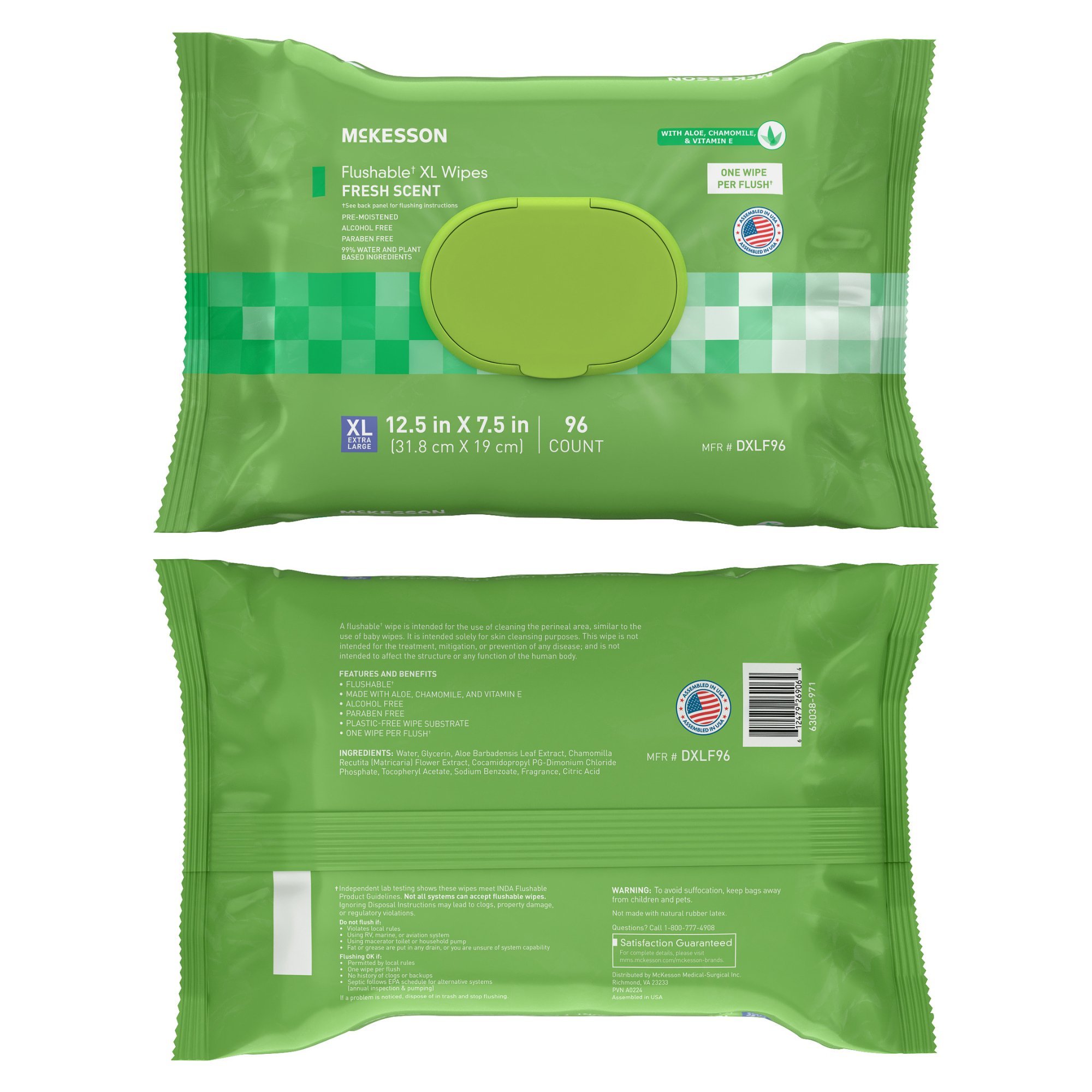 McKesson Brand DXLF96 - McKesson Flushable* Wet Wipes XL - Scented, 96 Wet Wipes per Pack - 96/Pack, 576/Case