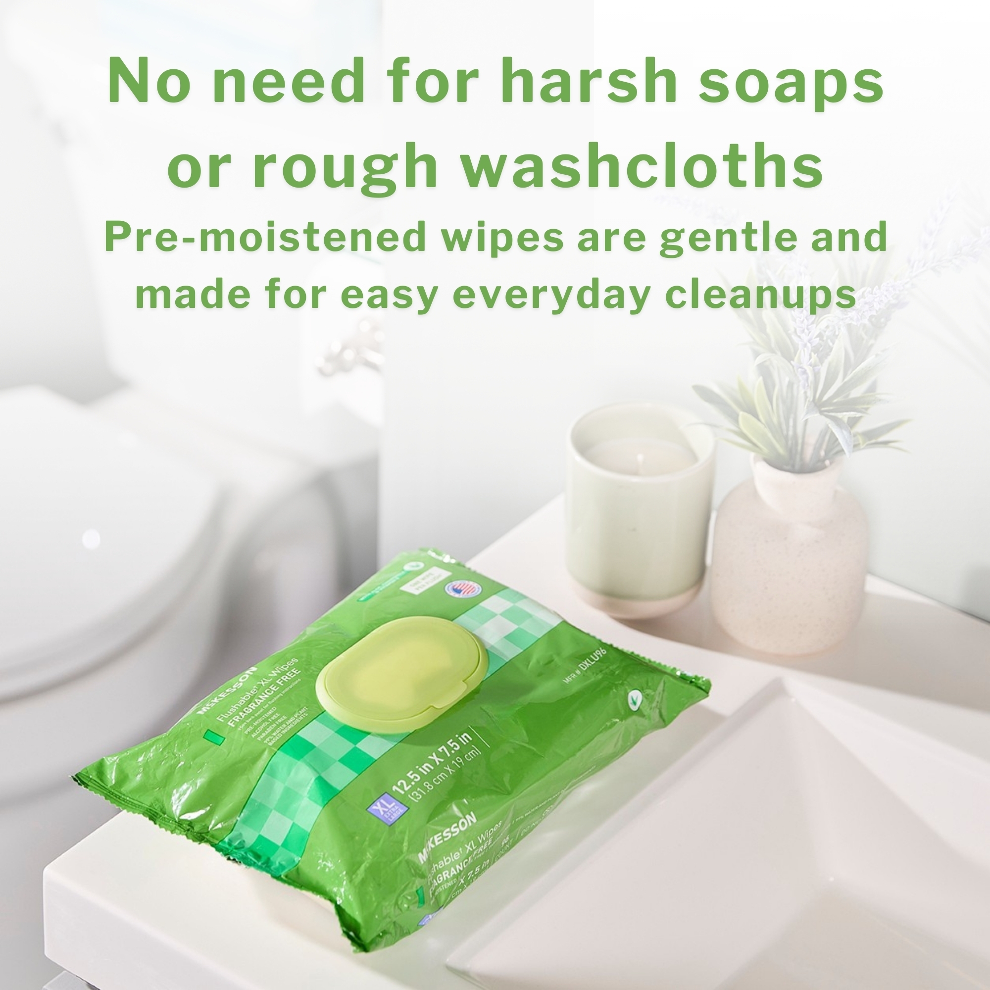 McKesson Brand DXLF96 - McKesson Flushable* Wet Wipes XL - Scented, 96 Wet Wipes per Pack - 96/Pack, 576/Case