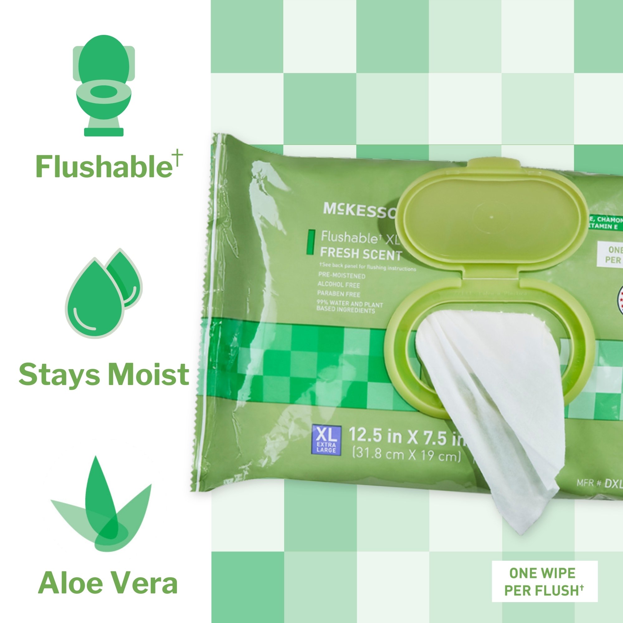 McKesson Brand DXLF96 - McKesson Flushable* Wet Wipes XL - Scented, 96 Wet Wipes per Pack - 96/Pack, 576/Case