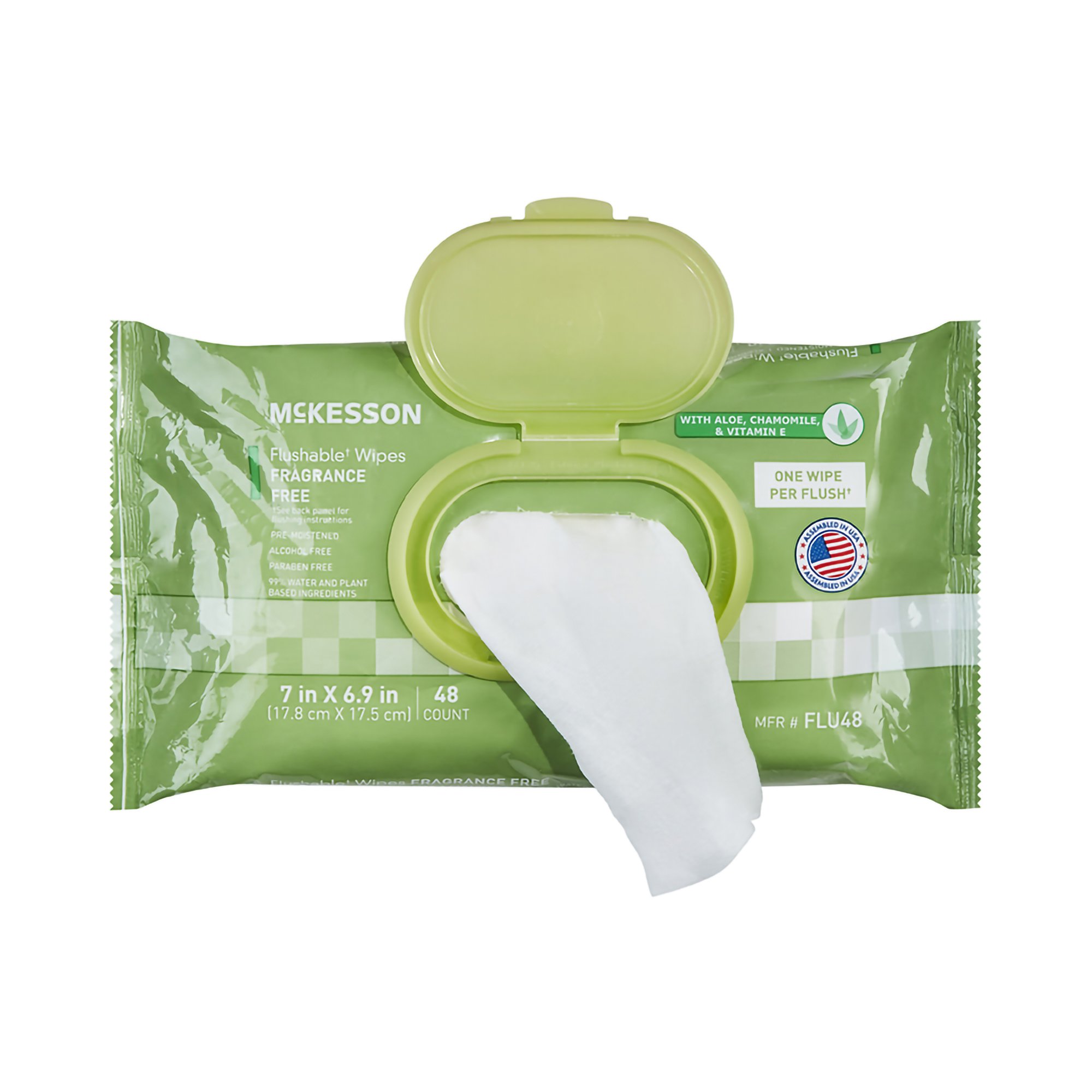 McKesson Brand FLU48 - McKesson Flushable* Wet Wipes - Unscented, 48 Wet Wipes per Pack - 48/Pack, 576/Case