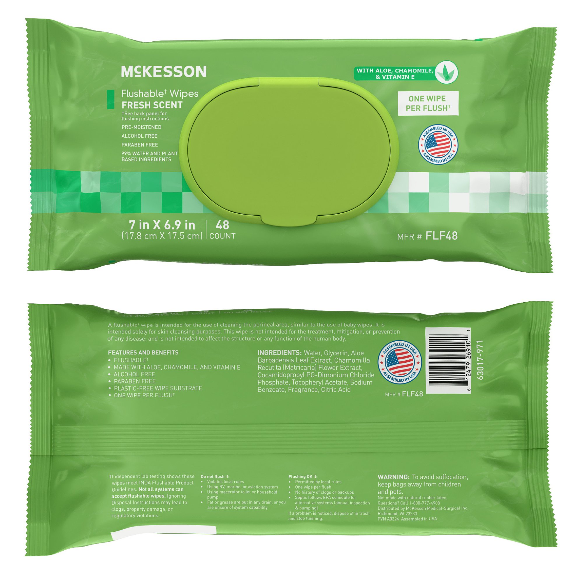 McKesson Brand FLF48 - McKesson Flushable* Wet Wipes - Scented, 48 Wet Wipes per Pack - 48/Pack, 576/Case