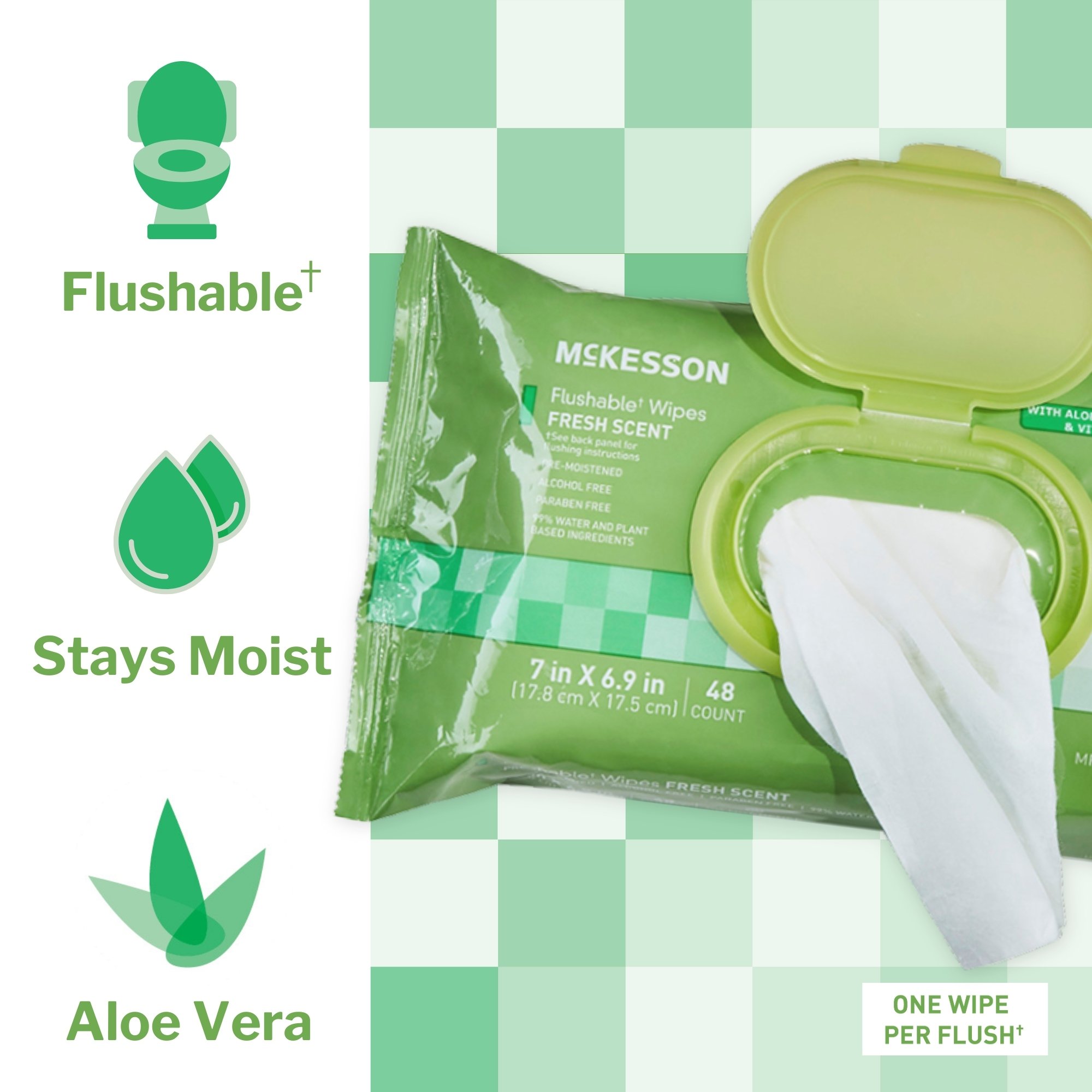 McKesson Brand FLF48 - McKesson Flushable* Wet Wipes - Scented, 48 Wet Wipes per Pack - 48/Pack, 576/Case