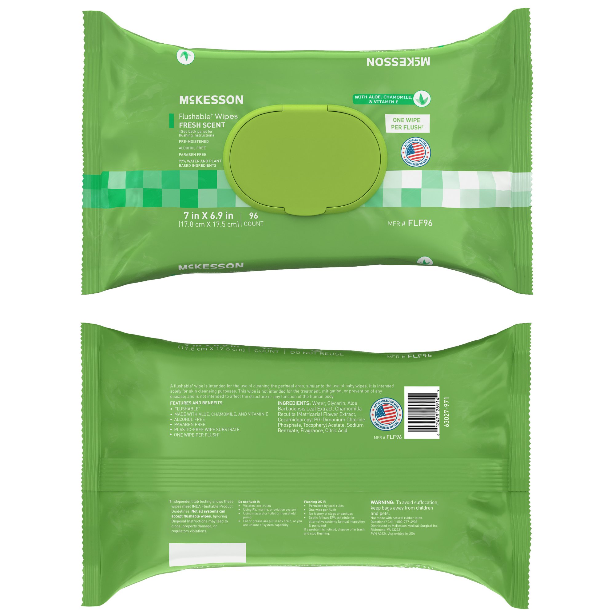 McKesson Brand FLF96 - McKesson Flushable* Wet Wipes - Scented, 96 Wet Wipes per Pack - 96/Pack, 576/Case