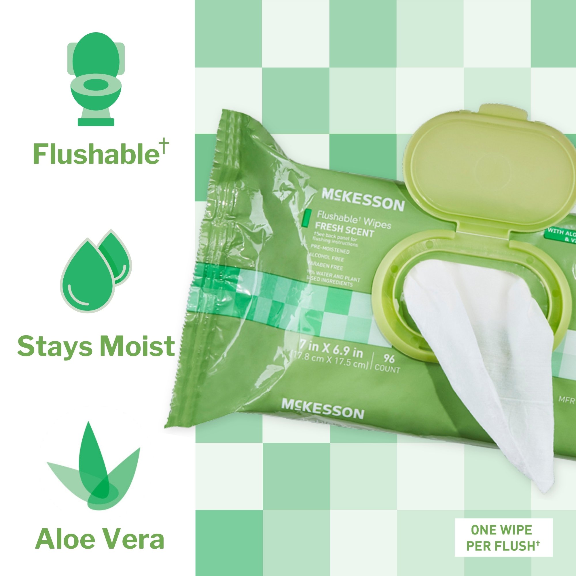 McKesson Brand FLF96 - McKesson Flushable* Wet Wipes - Scented, 96 Wet Wipes per Pack - 96/Pack, 576/Case