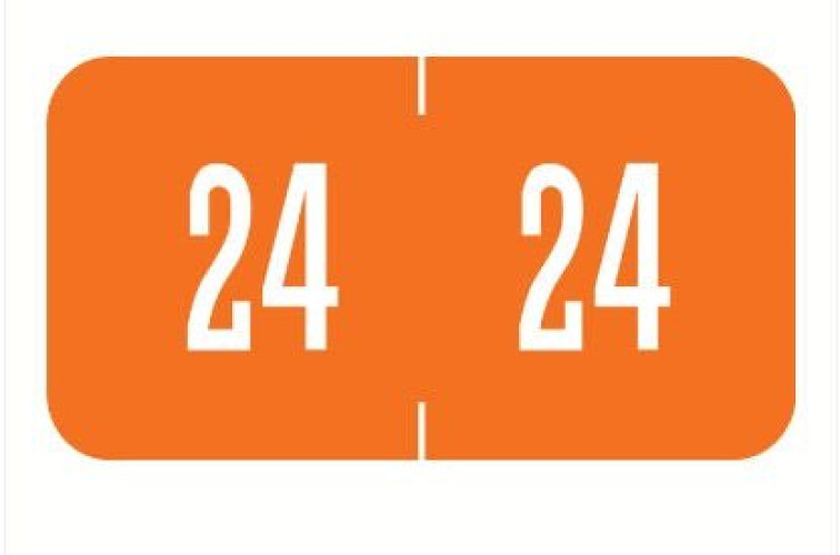Tabbies - 94624 Pre-Printed Label Tabbies Chart Tab Orange 24 24 White Date 3/4 X 1-1/2 Inch
