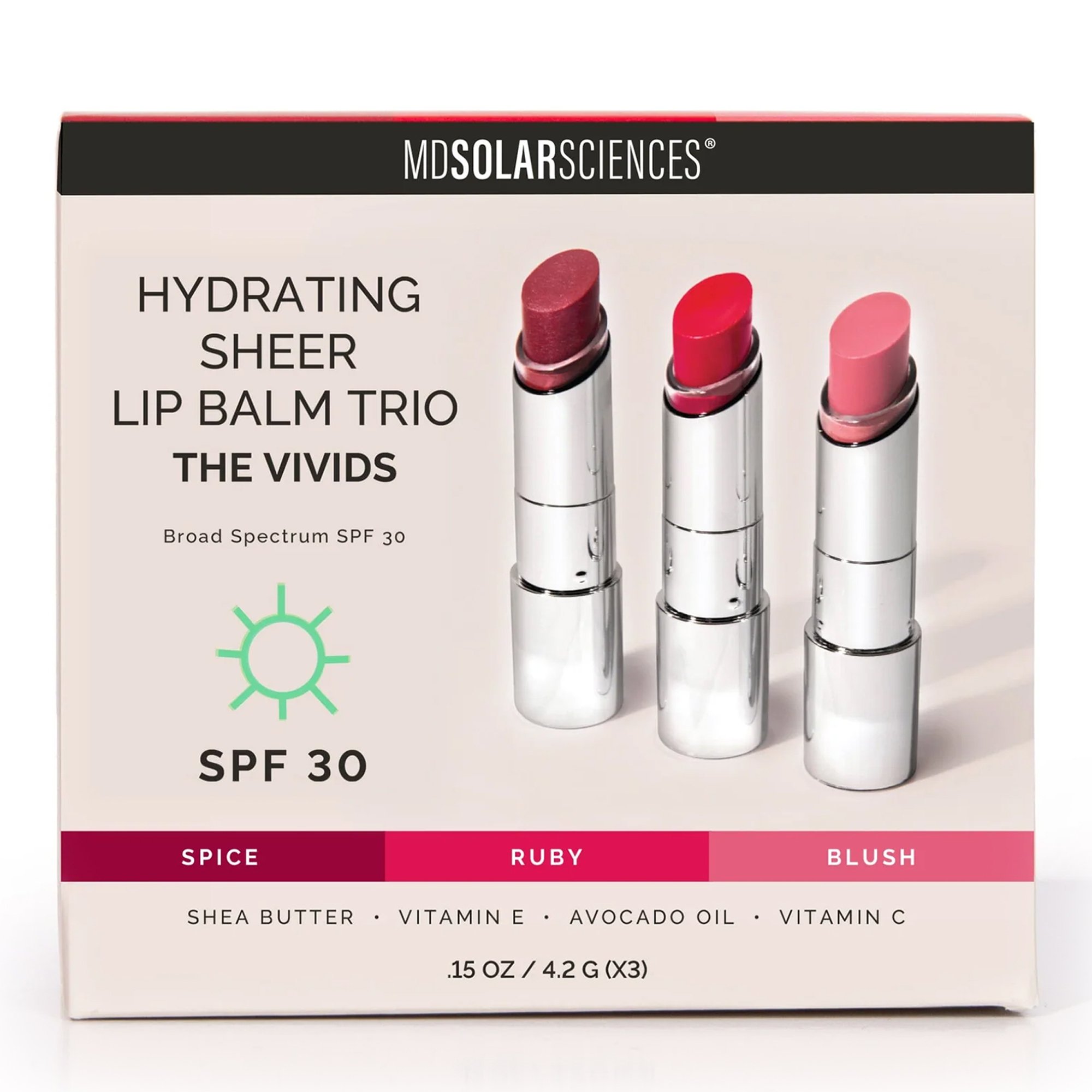 MDSolarSciences 4000106 - MDSolarSciences® Hydrating Sheer Lip Balm, Vivids Trio - 1/Each, 48/Case