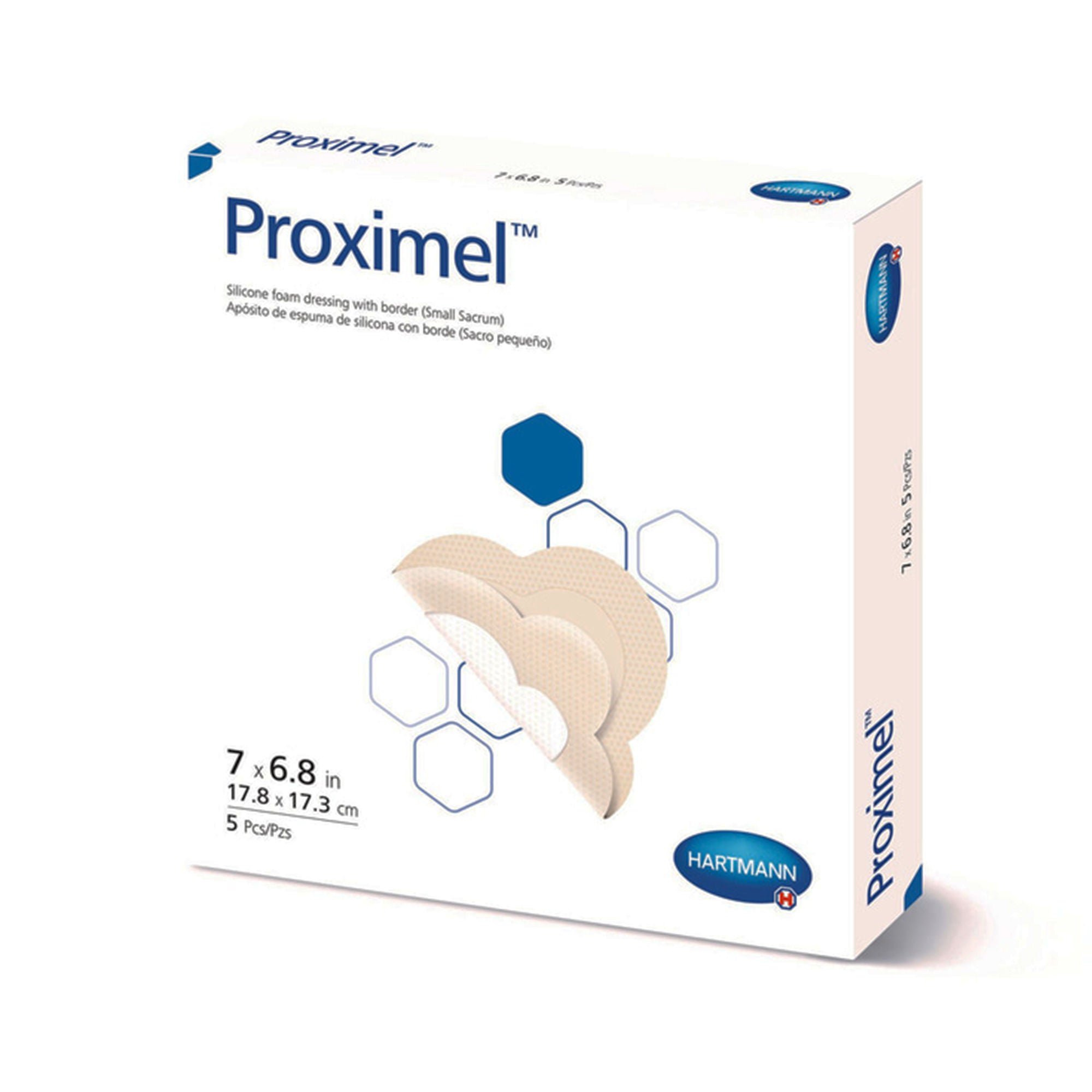 Hartmann - 14600000 Foam Dressing Proximel® 6-4/5 X 7 Inch With Border Waterproof Film Backing Silicone Adhesive Sacral Sterile