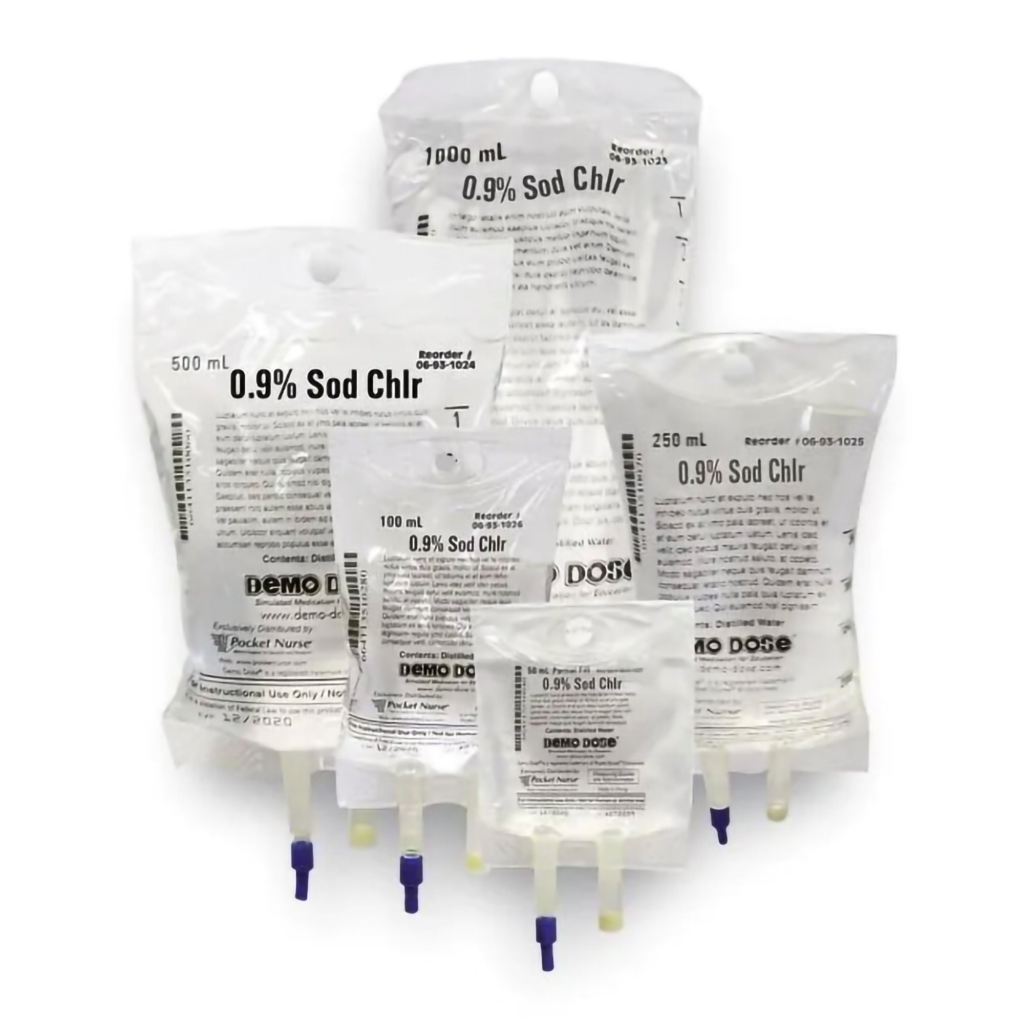 Nasco Healthcare - PN01188 Clinical Training Medication Demo Dose® Simulated IV Fluid - 0.9% NaCl Liquid I.V. Bag 500 mL