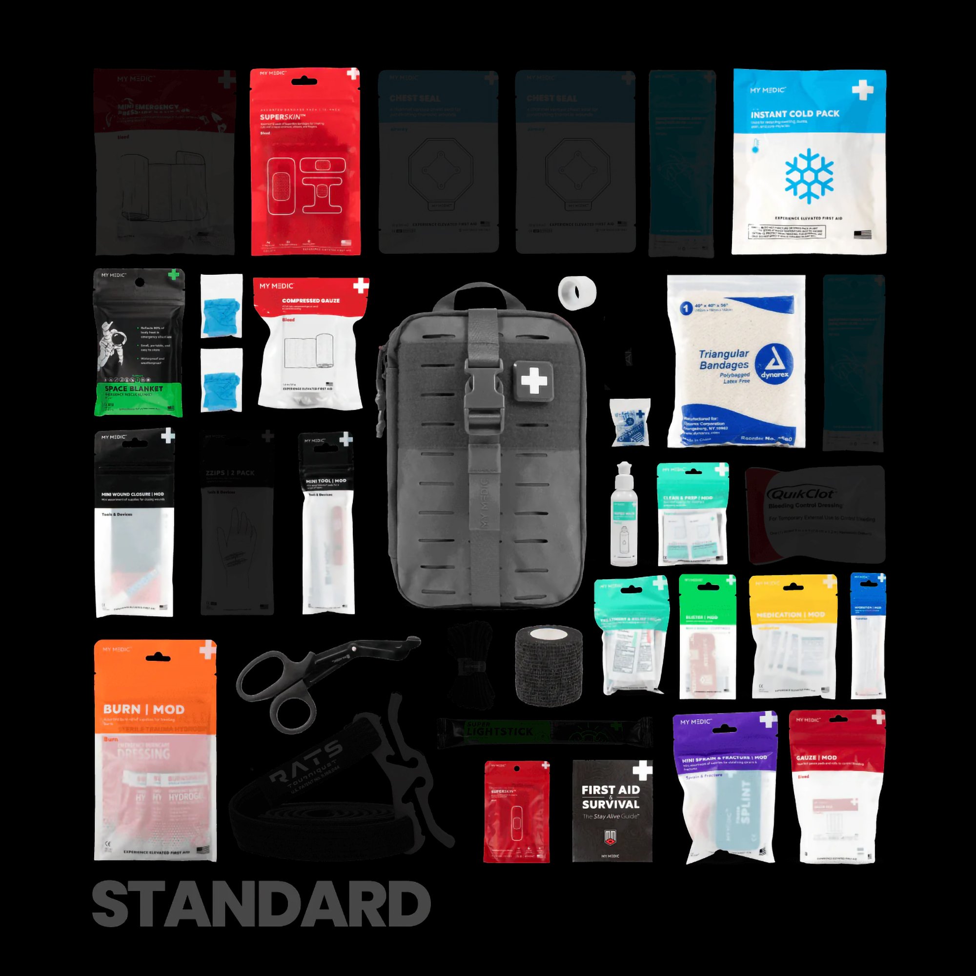 MyMedic MM-KIT-U-MED-GRY-STN-V2 - My Medic™ MYFAK Standard First Aid Kit in Gray Nylon Bag - 1/Each