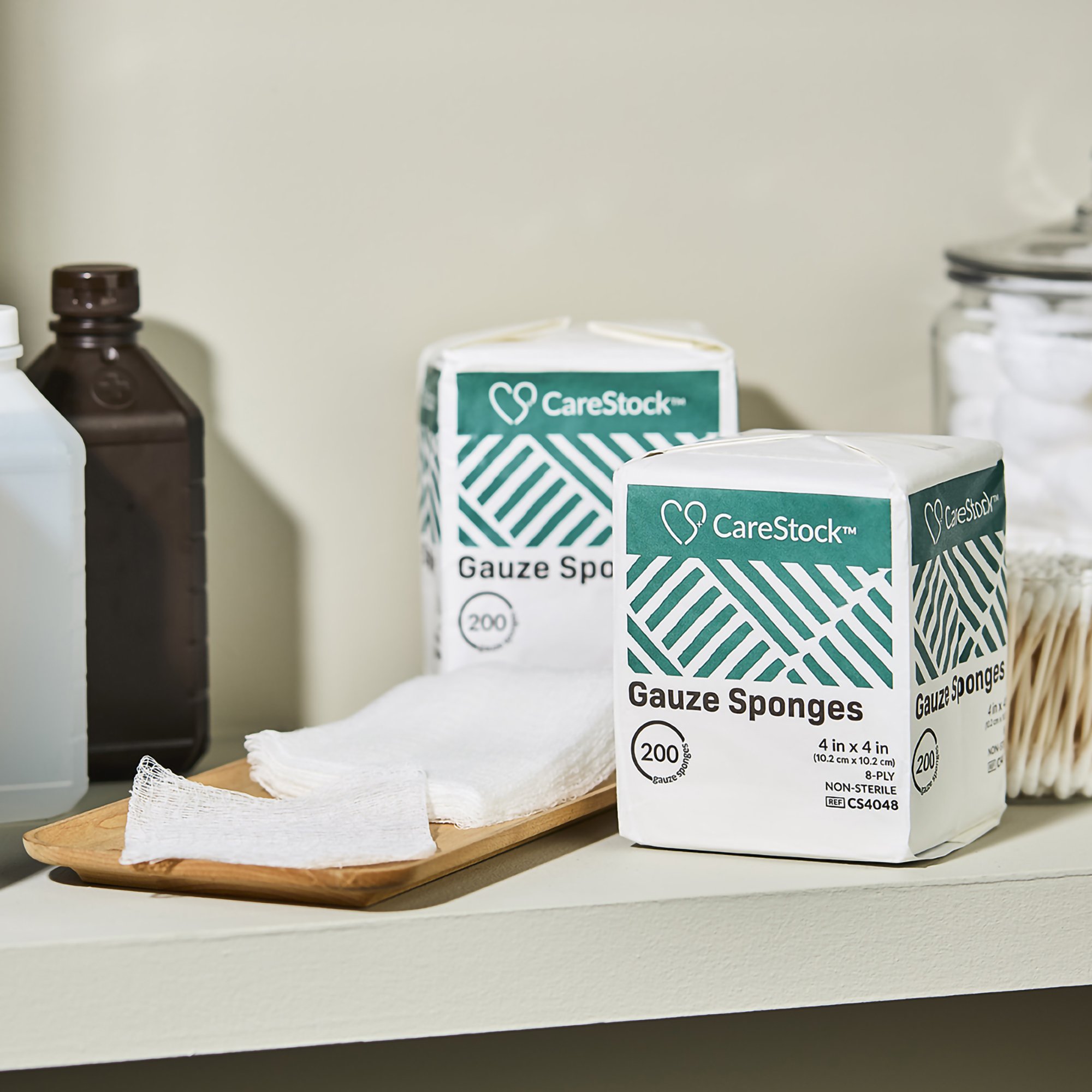 CareStock CS4048 - CareStock™ Gauze Sponge, 4 x 4 in. 8-Ply, Medical-Grade Cotton Wound Dressing - 200/Pack, 4000/Case