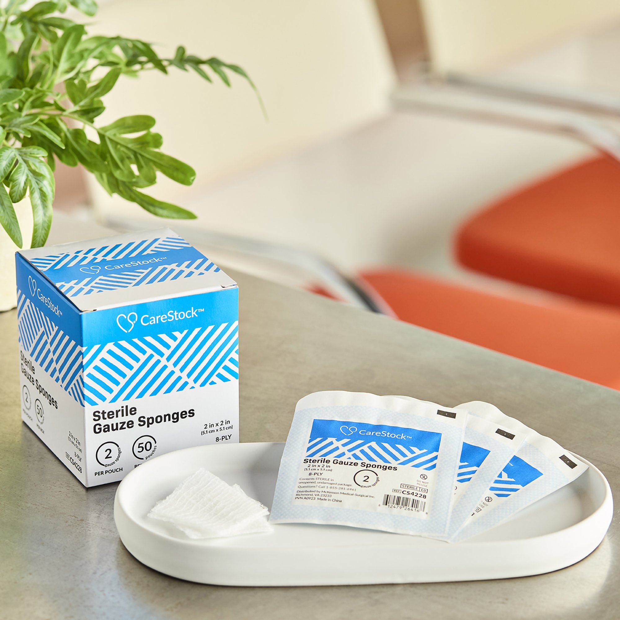 CareStock CS4228 - CareStock™ Gauze Sponge, 2 x 2 Inch, 8-Ply, Medical-Grade Cotton Wound Dressing - 50/Box, 1500/Case