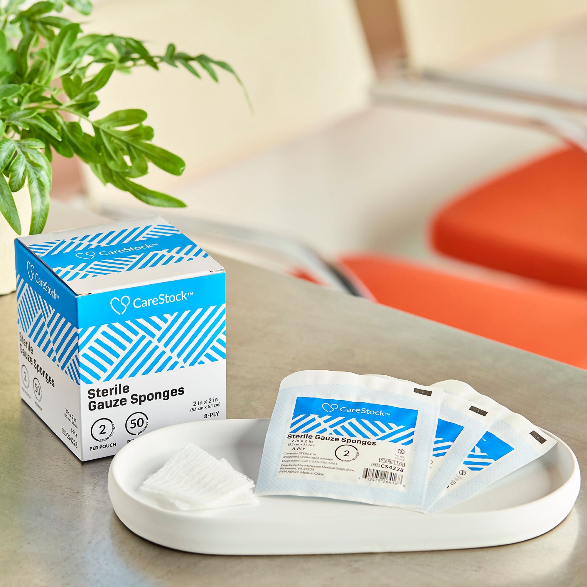 CareStock CS4228 - CareStock™ Gauze Sponge, 2 x 2 Inch, 8-Ply, Medical-Grade Cotton Wound Dressing - 50/Box, 1500/Case