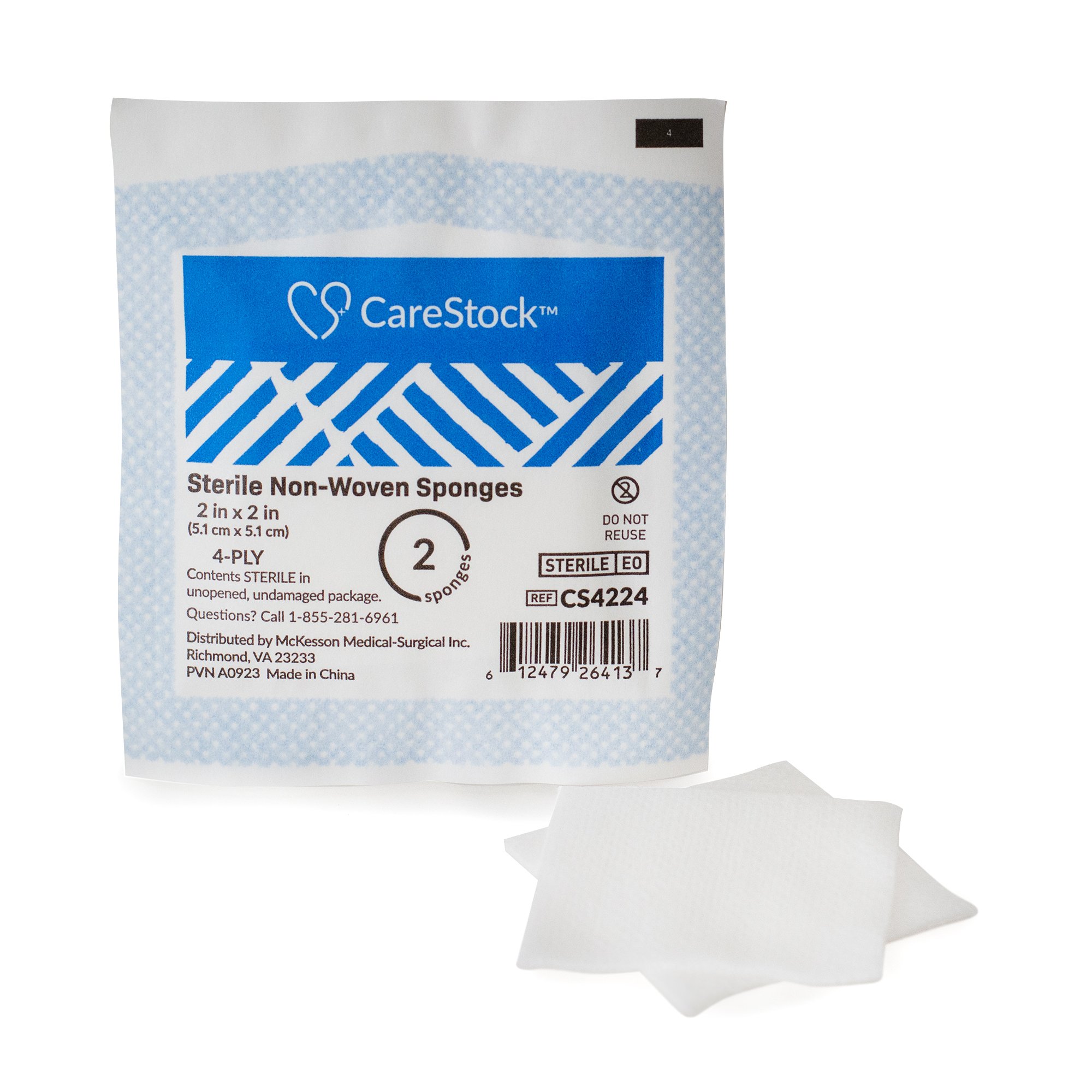 CareStock CS4224 - CareStock™ Sterile Nonwoven Sponge, 2 x 2 Inch, 4-Ply - 50/Box, 1500/Case