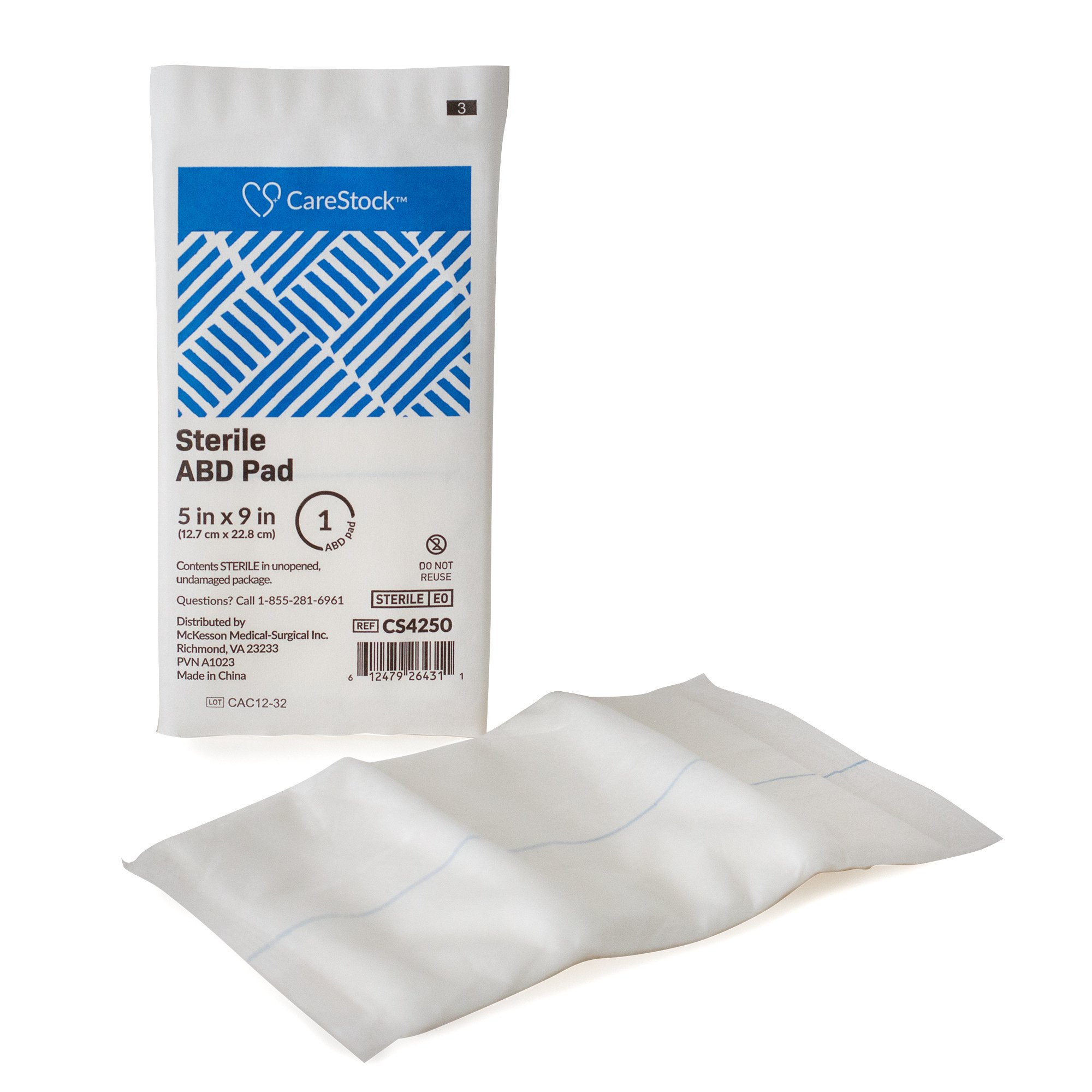 CareStock CS4250 - CareStock™ Sterile Abdominal Pad, 5 x 9 Inch – Nonwoven Cellulose ABD Pads - 20/Box, 400/Case