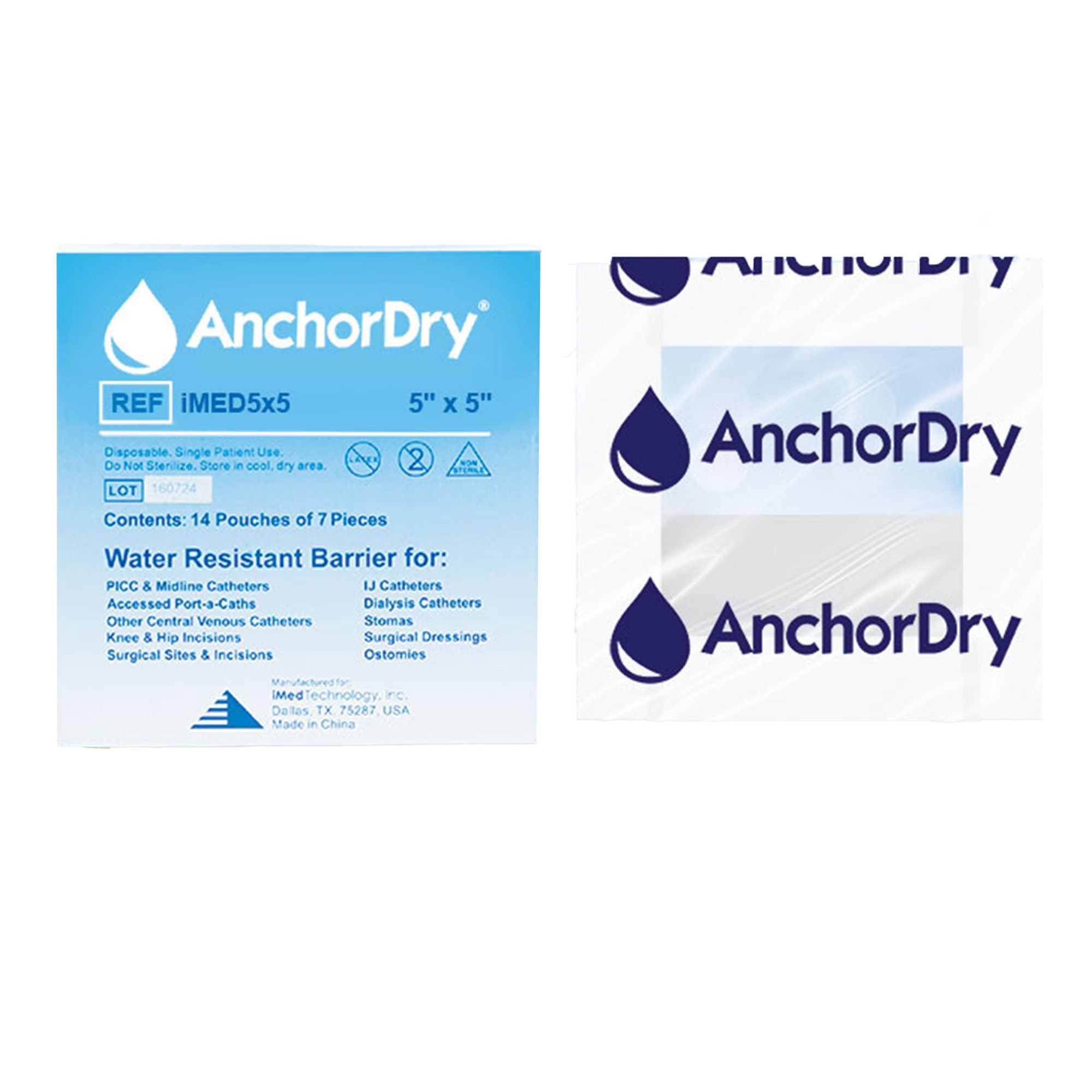 iMed Technology Inc - IMED 5X5 IV Site Barrier Protector AnchorDry™ 5 X 5 Inch Square NonSterile