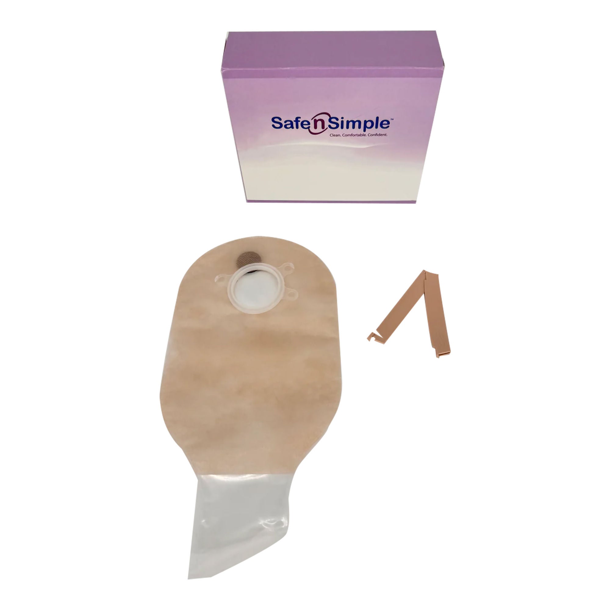 Safe N Simple - SNS7308134-NF Ostomy Pouch Safe n Simple™ Two-Piece System 12 Inch Length Without Barrier Drainable