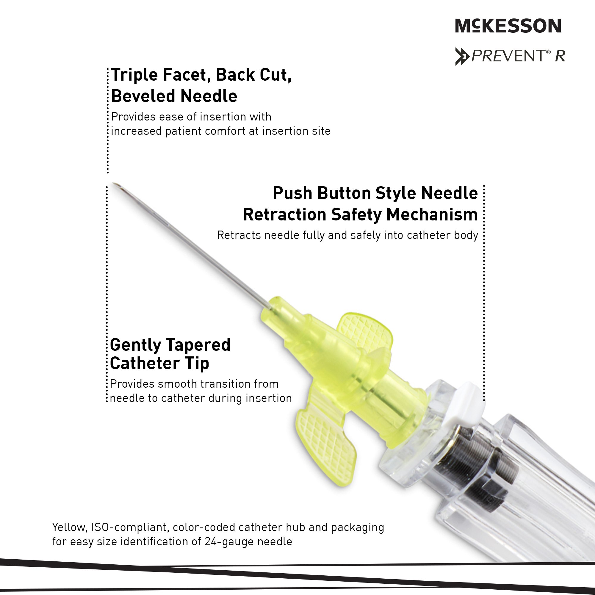 McKesson Prevent R Peripheral IV Catheter 200-IVRWB2434 by McKesson Brand